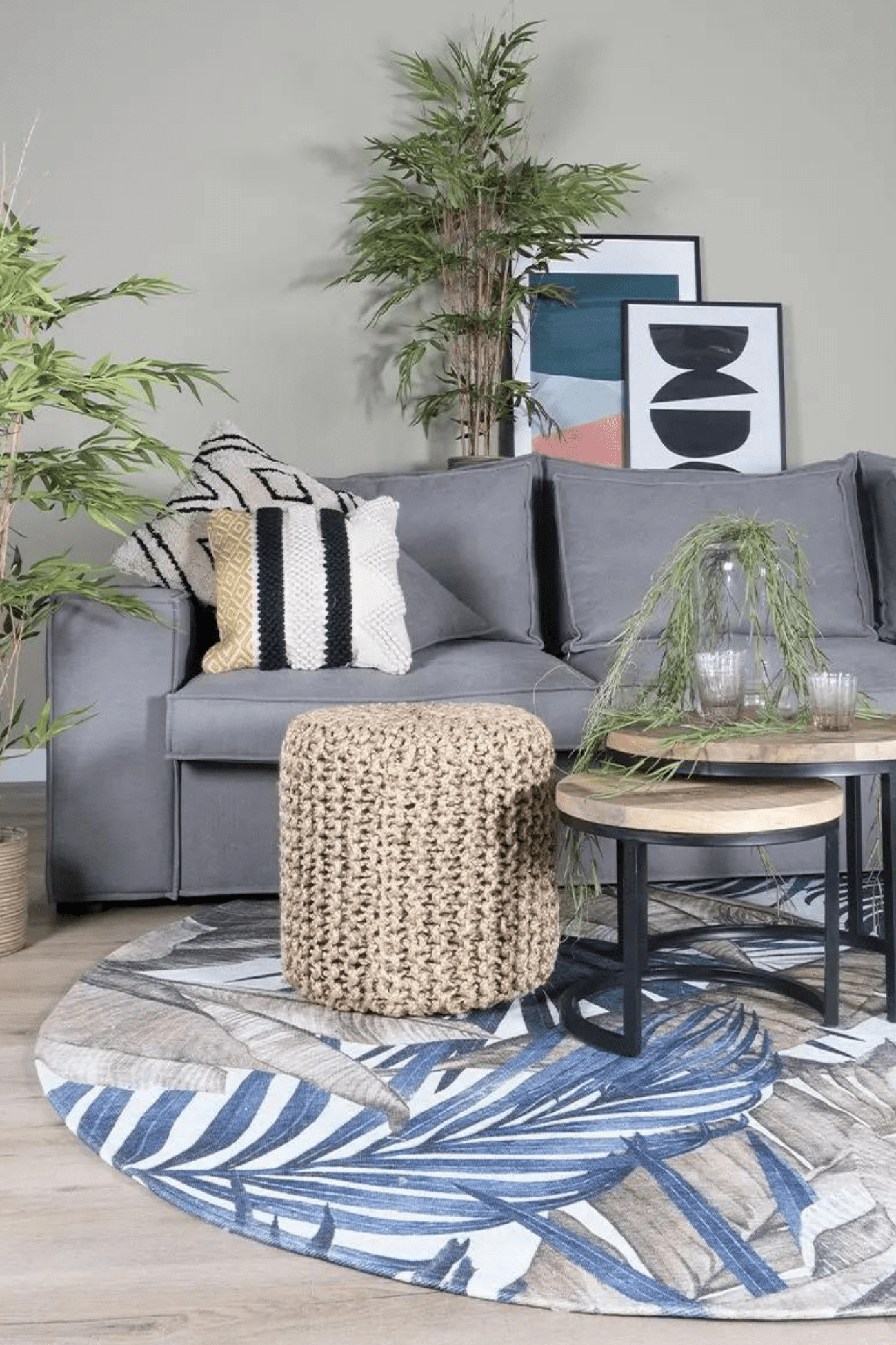 Home67 Palm Tappeto tropicale a pelo corto 120cm