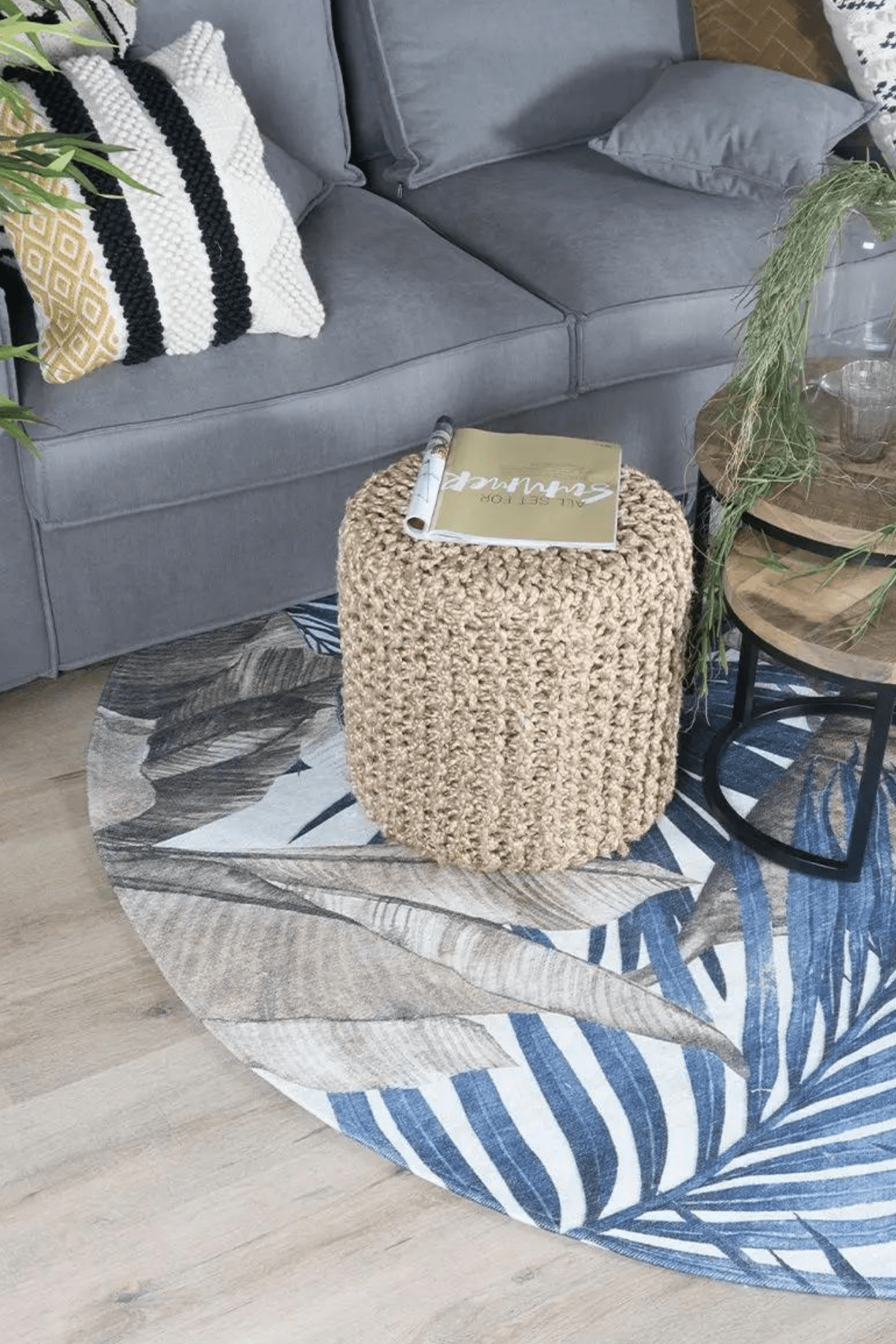 Home67 Palm Tappeto tropicale a pelo corto 120cm