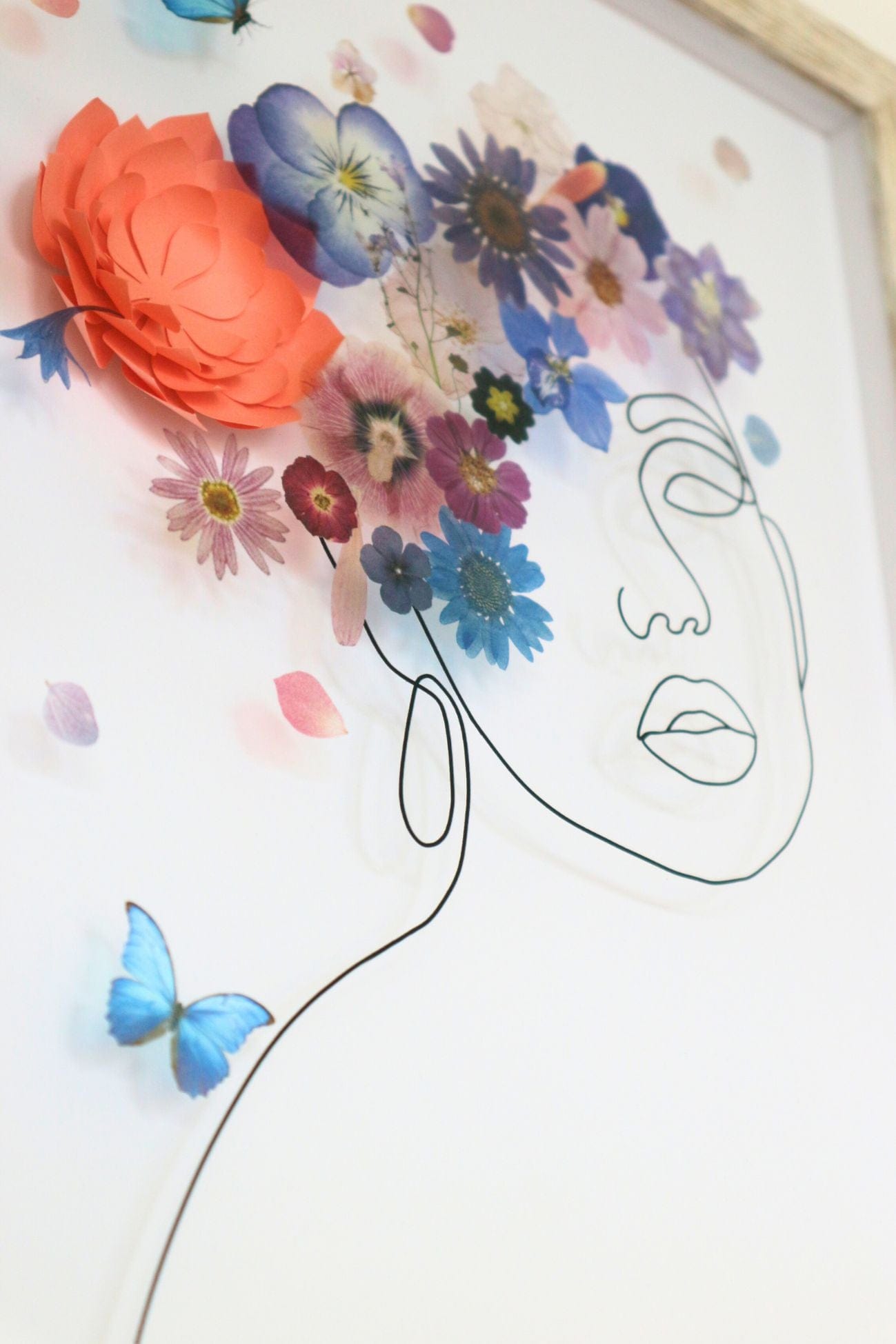 Item International Aida Aida - Quadretto 3D in vetro e legno con decorazioni floreali 40x30 | Item International