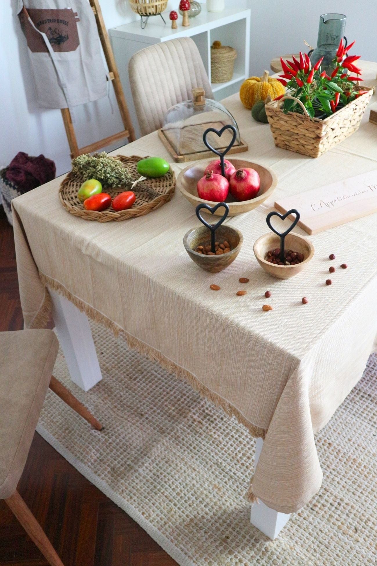 Item International Amelia Amelia - Tovaglia beige in cotone riciclato 200x150 | Item International