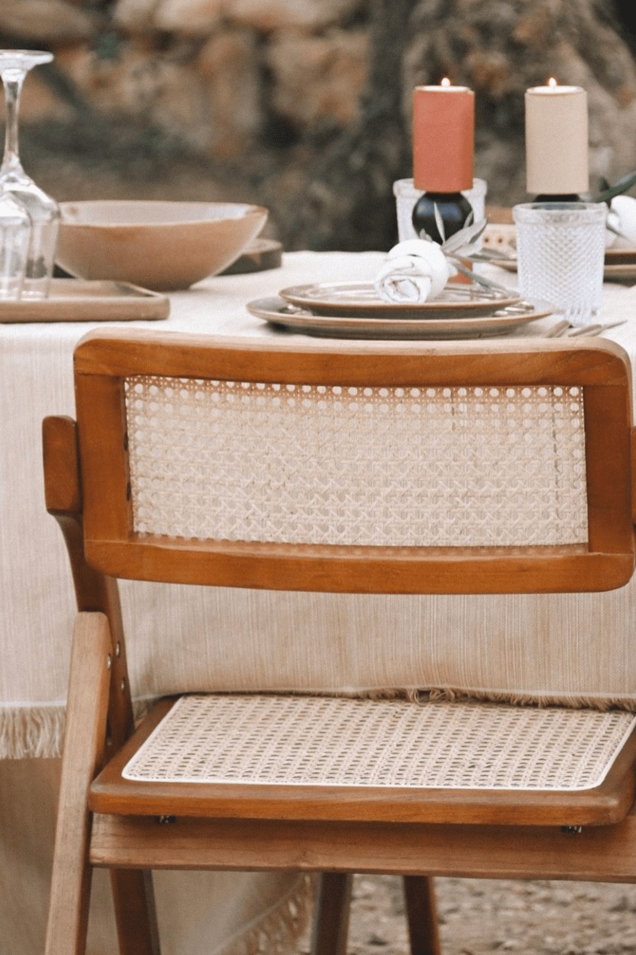 Item International Amelia Tovaglia beige in cotone riciclato 200x150