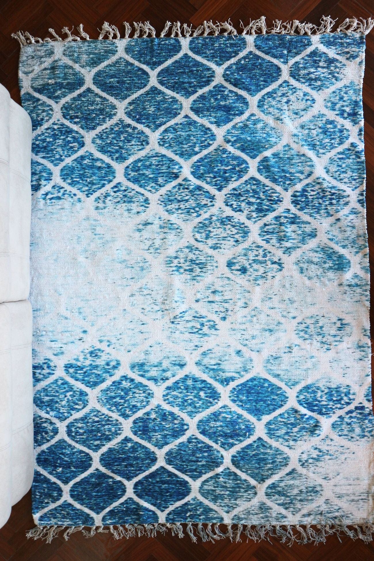 Item International Brugge Brugge - Tappeto in ciniglia di cotone azzurro 120x180 | Item International