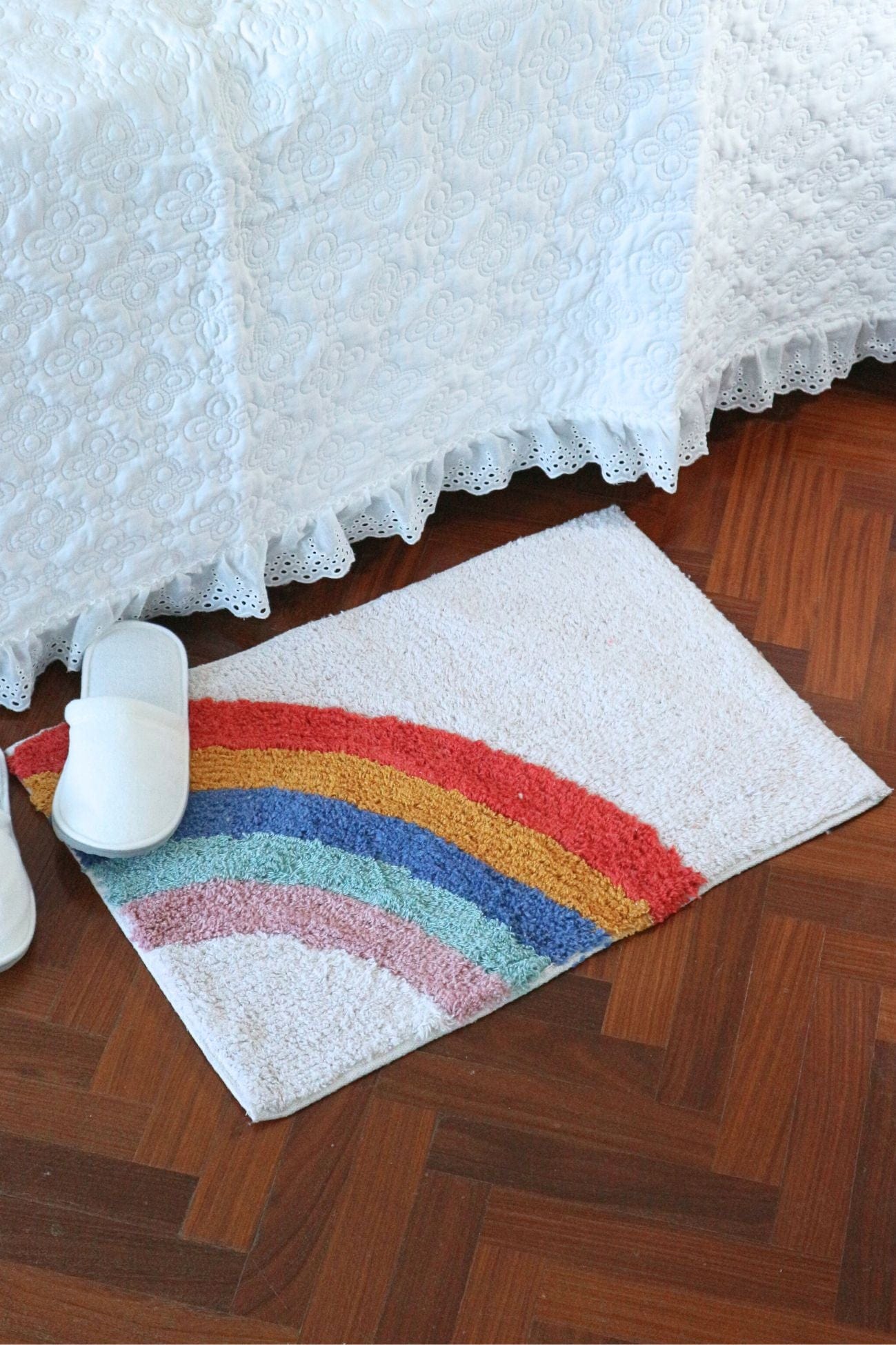 Item International Cal Cal - Tappetino in cotone con arcobaleno 60x40 | Item International