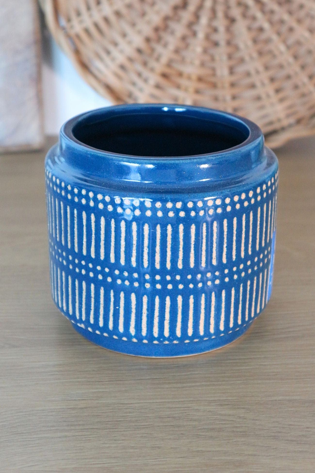 Item International Cedric Cedric - Vaso in ceramica blu e beige in stile orientale | Item International