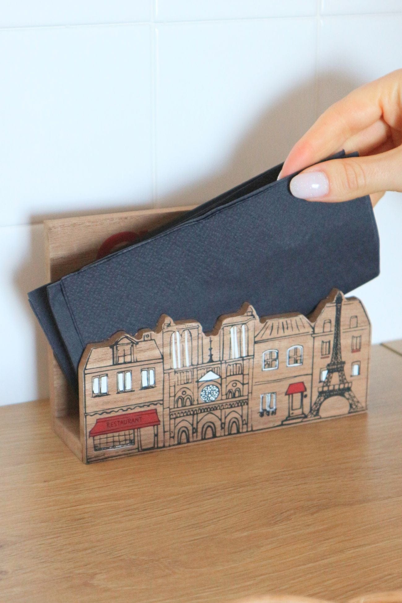 Item International Cuisine Cuisine - Portatovaglioli in legno con vista su Parigi | Item International