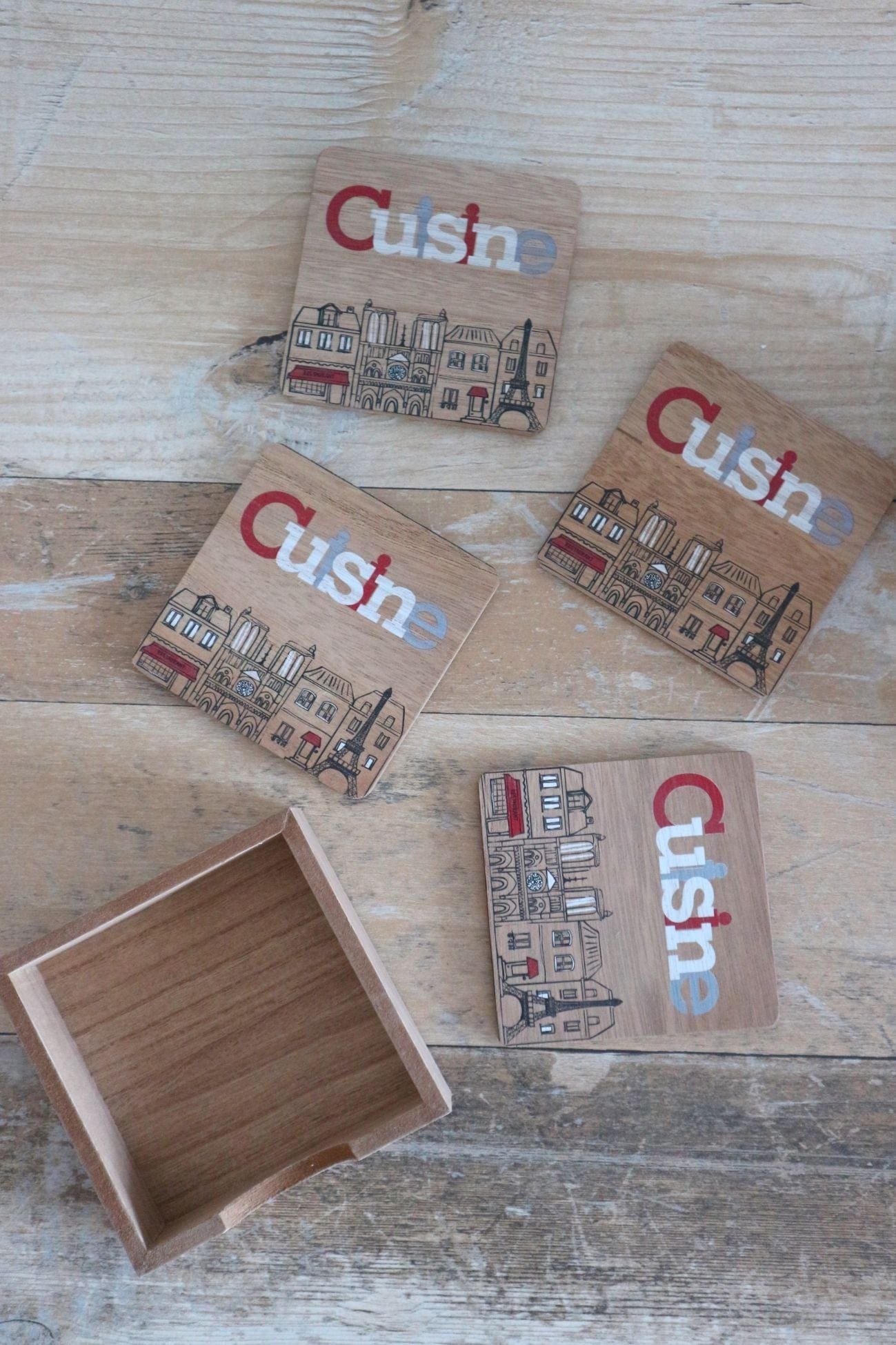 Item International Cuisine Cuisine - Sottobicchieri in legno con vista su Parigi | Item International