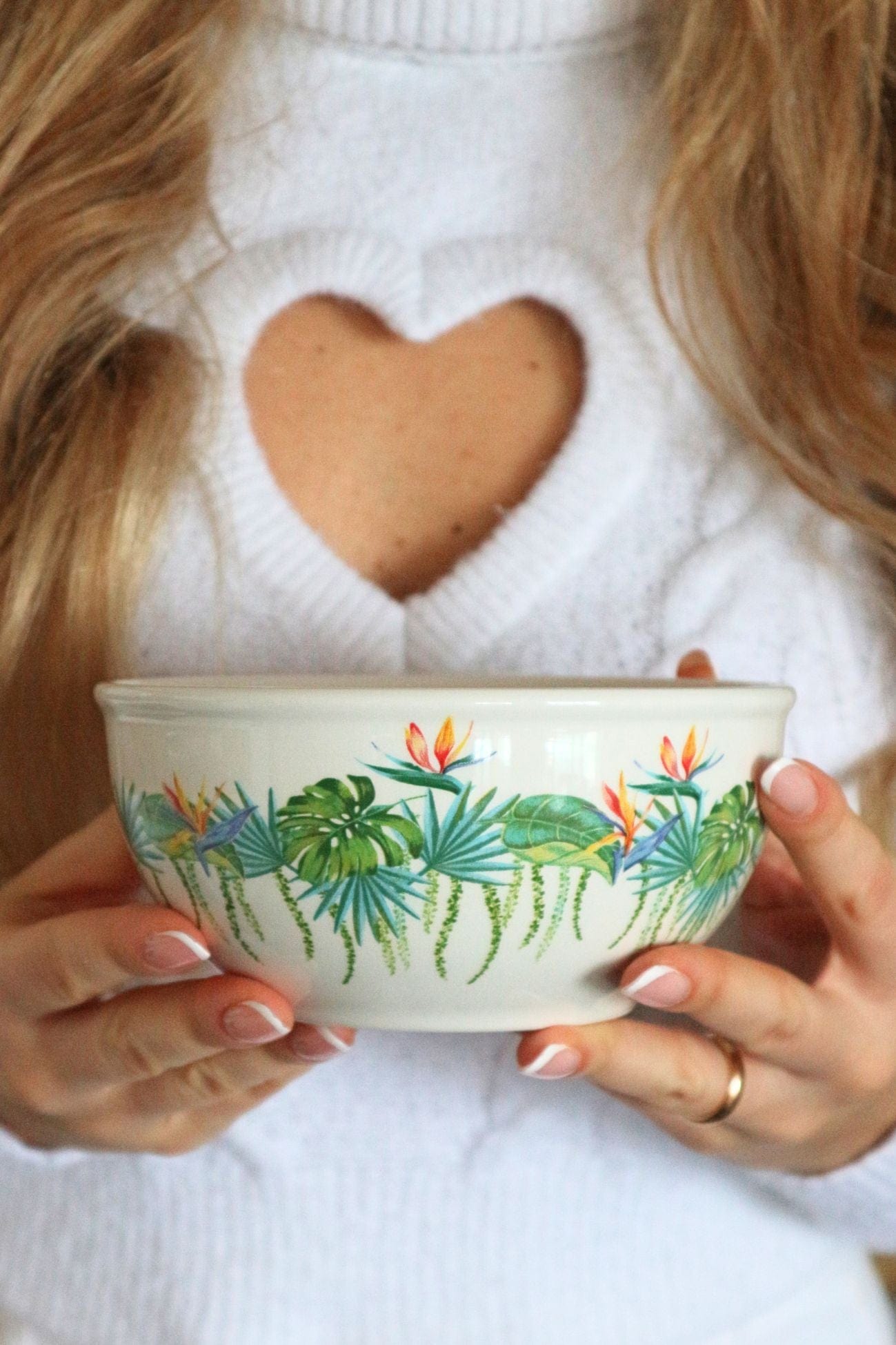 Item International Galia Galia - Ciotola in ceramica bianca con motivo floreale | Item International