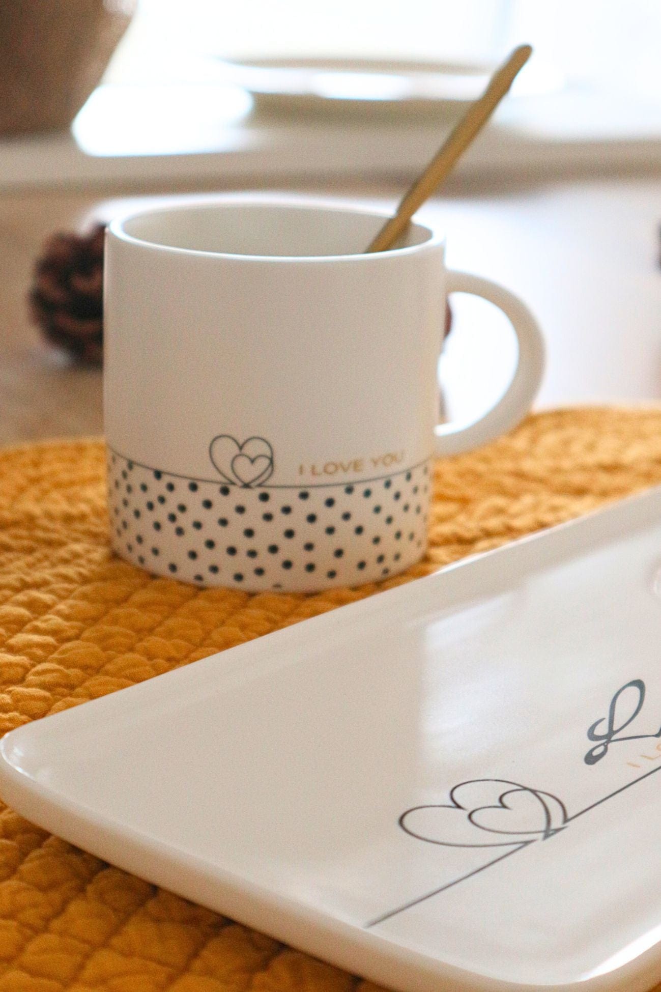 Item International Good Morning Good Morning - Set tazza e piattino in ceramica bianca 350 ml | Item International