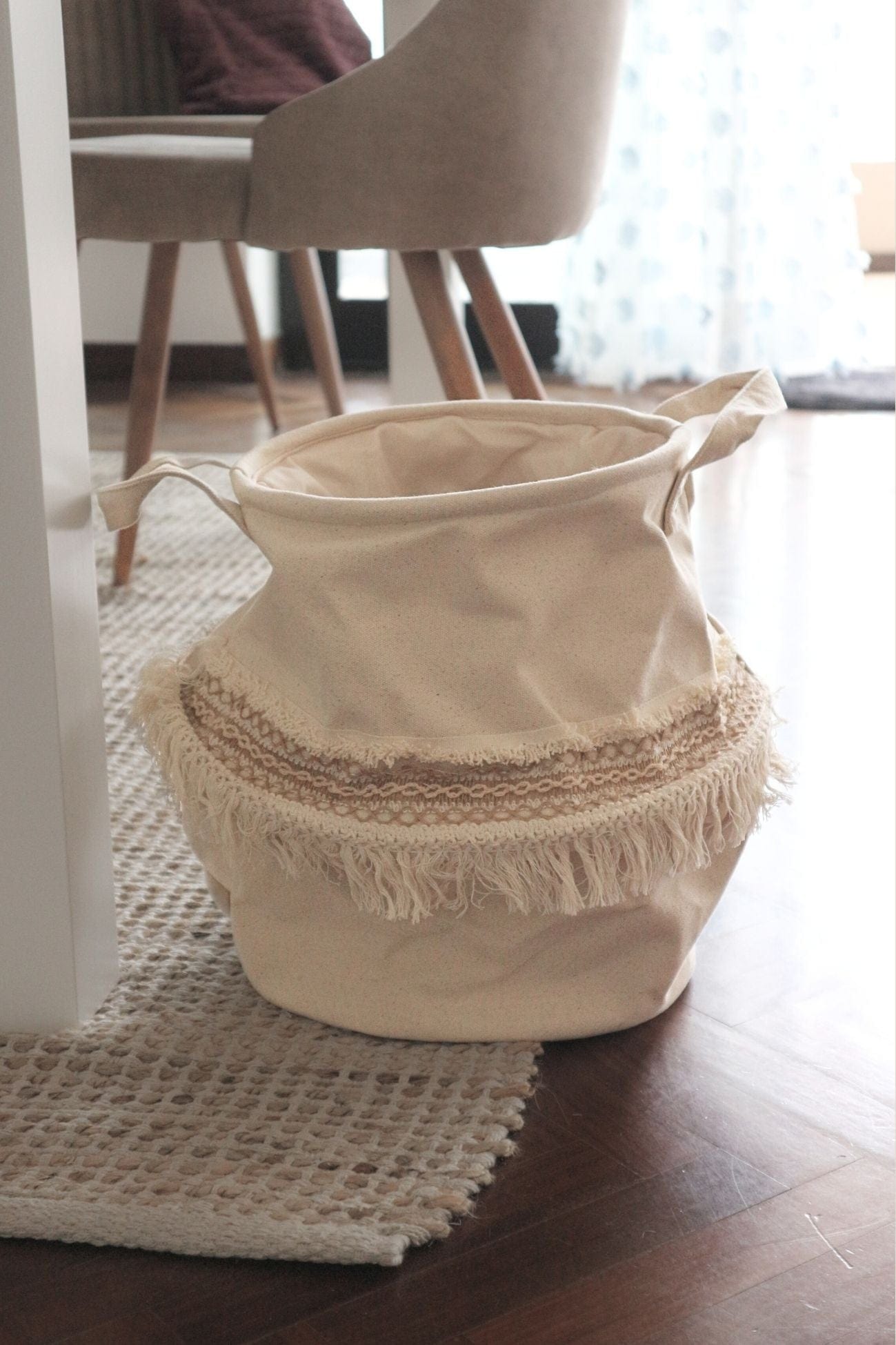 Item International Idaho Idaho - Cesto in poliestere beige con frange in stile boho | Item International