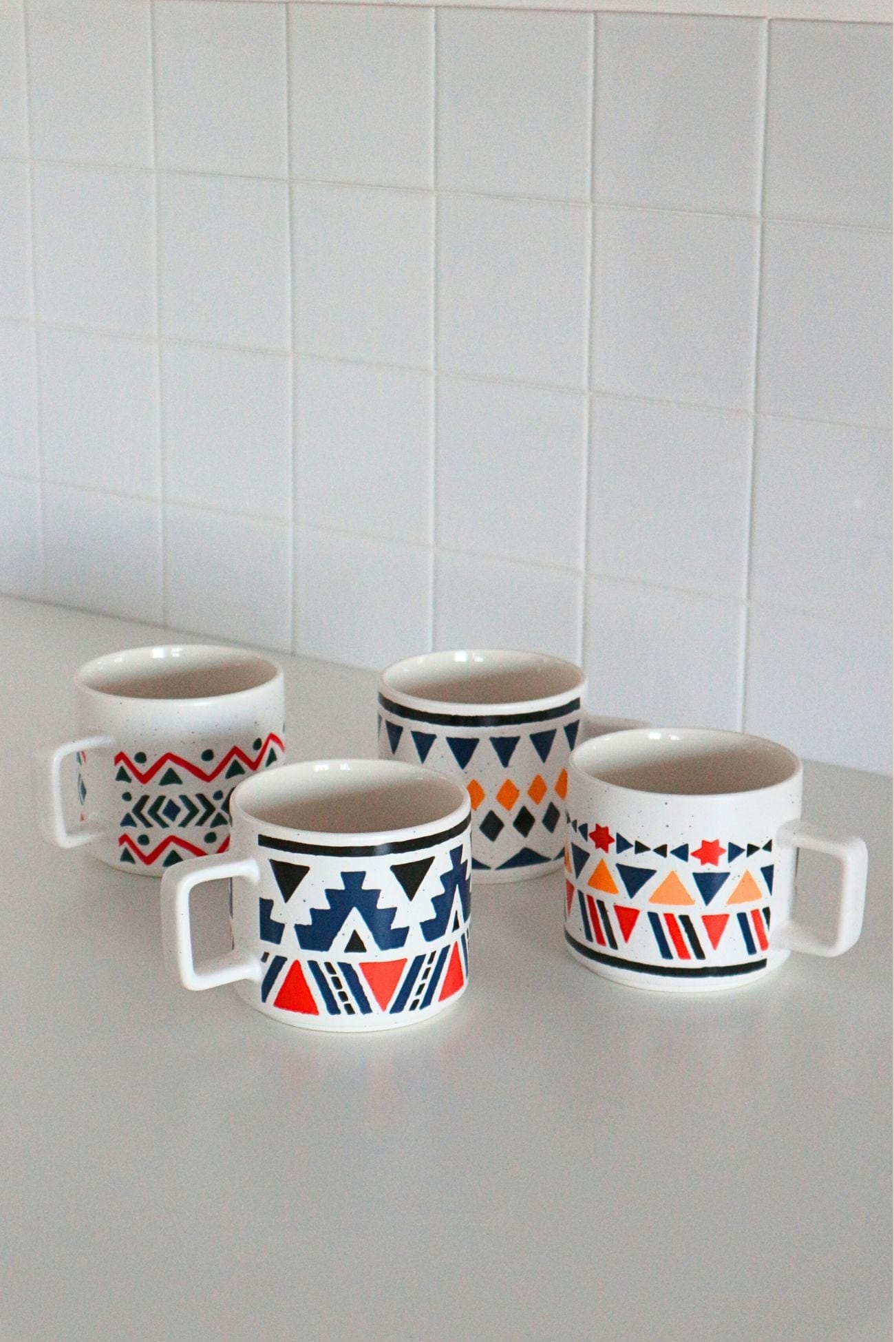 Item International New Bone New Bone - Set di 4 tazze in porcellana in stile boho 420 ml | Item International