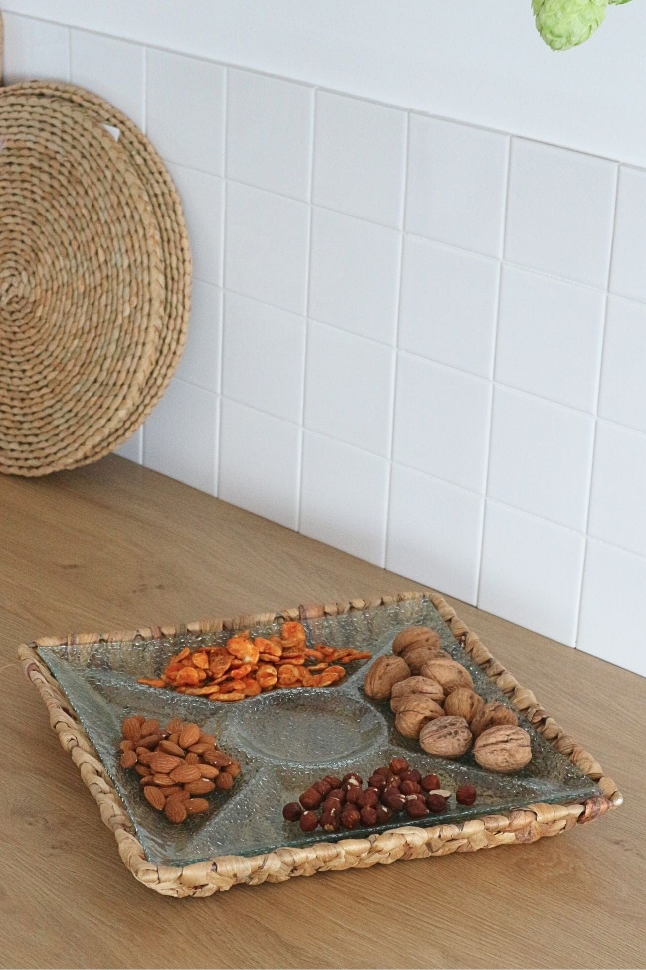 Item International Oreka Oreka - Vassoio per aperitivo in vimini e cristallo | Item International