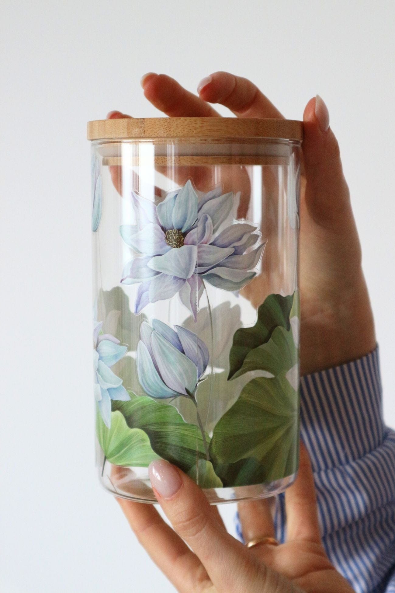 Item International Pitys Pitys - Barattolo in vetro borosilicato con ninfee e foglie | Item International Alto