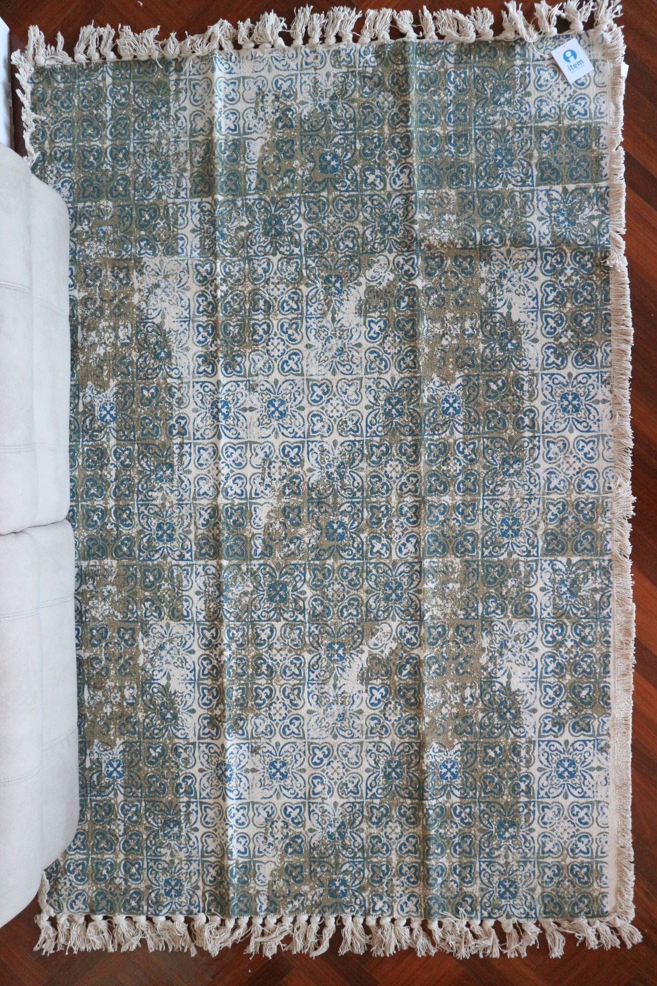Item International Qanat Qanat - Tappeto in cotone anticato con azulei 120x180 | Item International