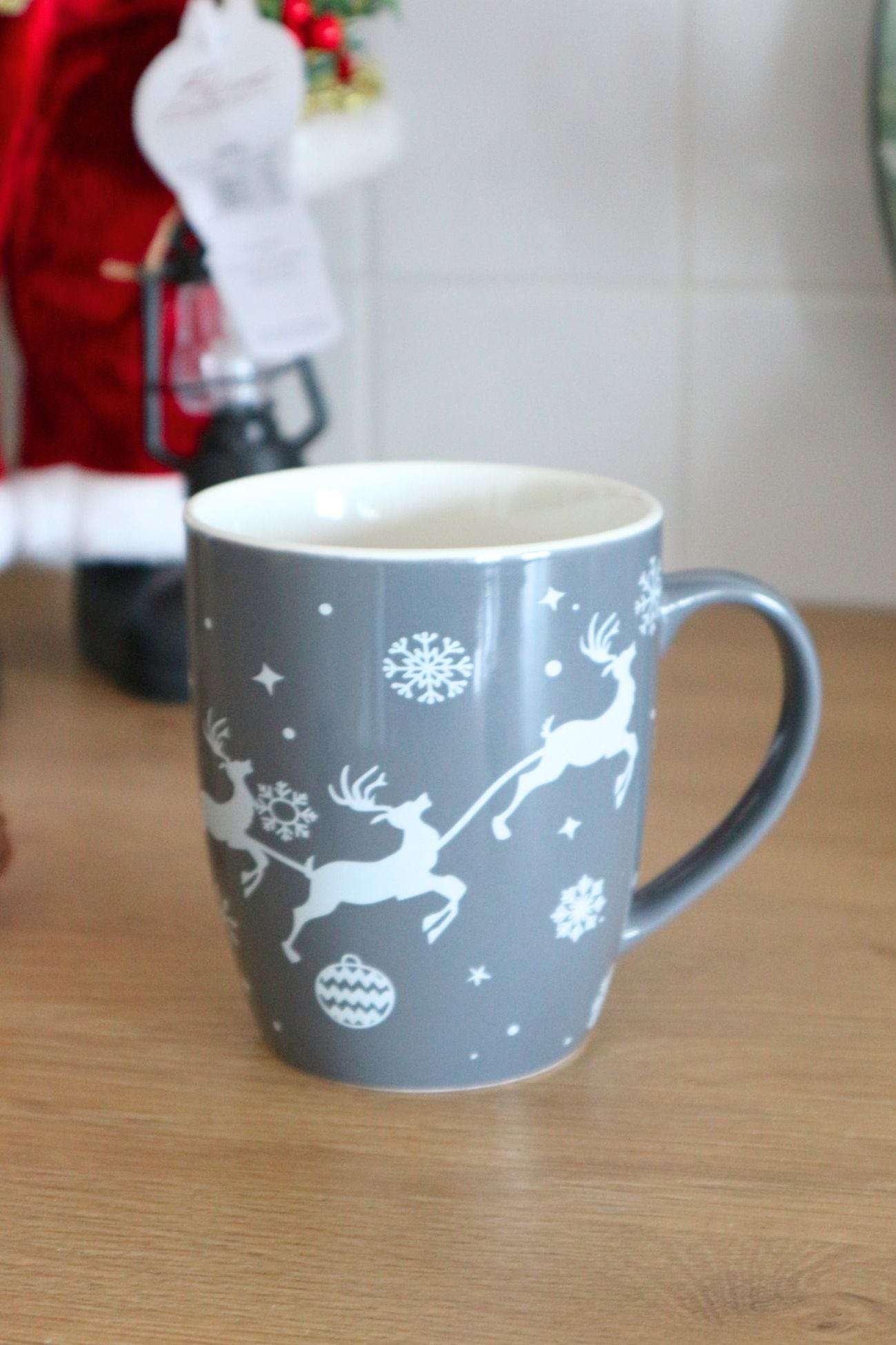 Item International Rudolph Rudolph - Tazza natalizia in porcellana grigia con renne 360ml | Item International