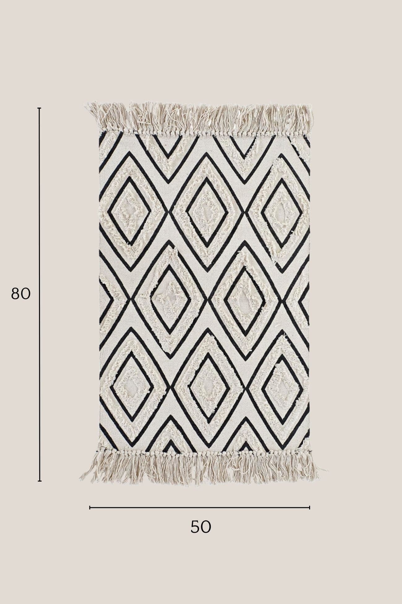Item International Ruiten Ruiten - Tappetino in cotone con rombi in stile boho 80x50 | Item International
