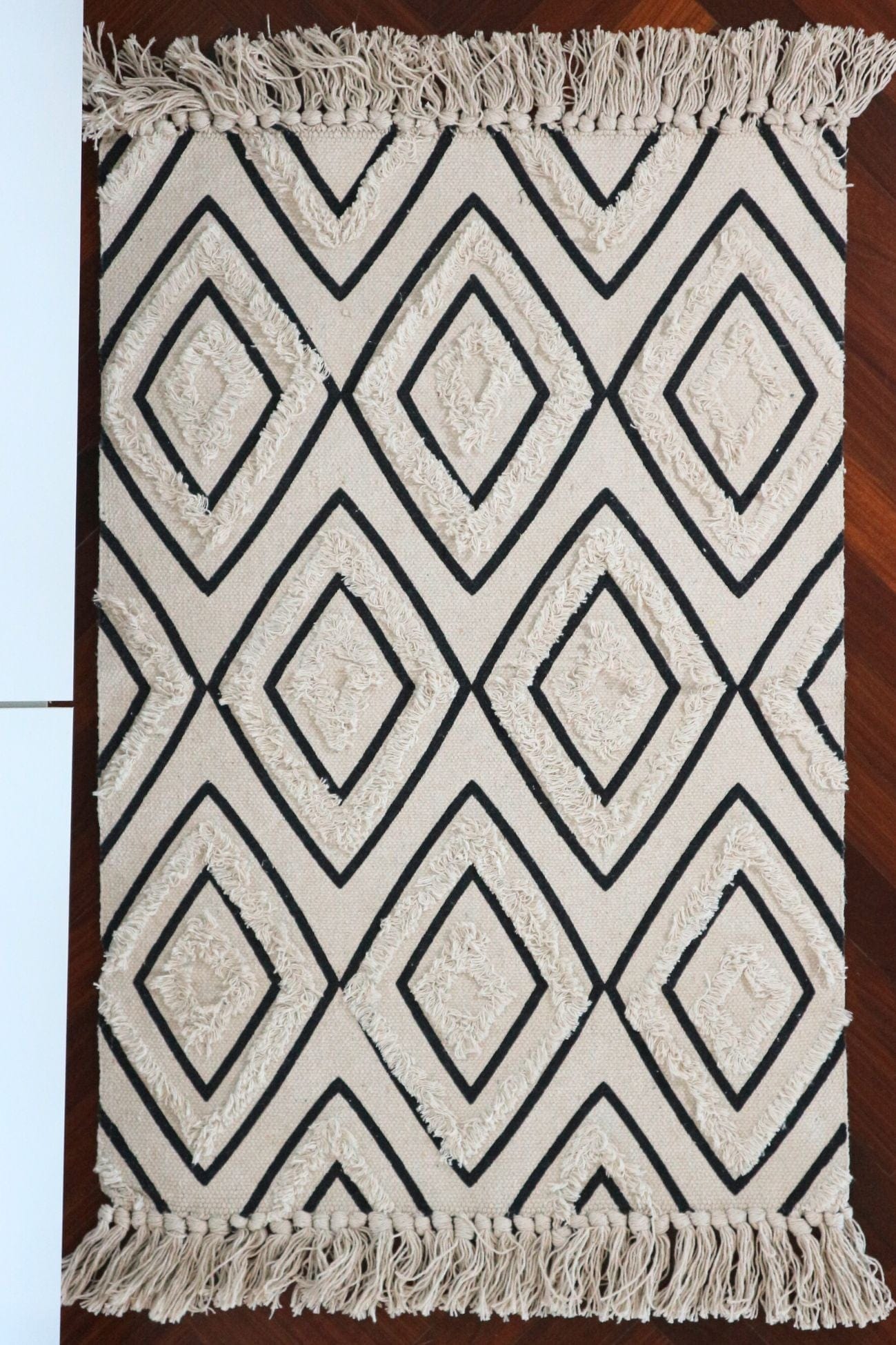 Item International Ruiten Ruiten - Tappetino in cotone con rombi in stile boho 80x50 | Item International