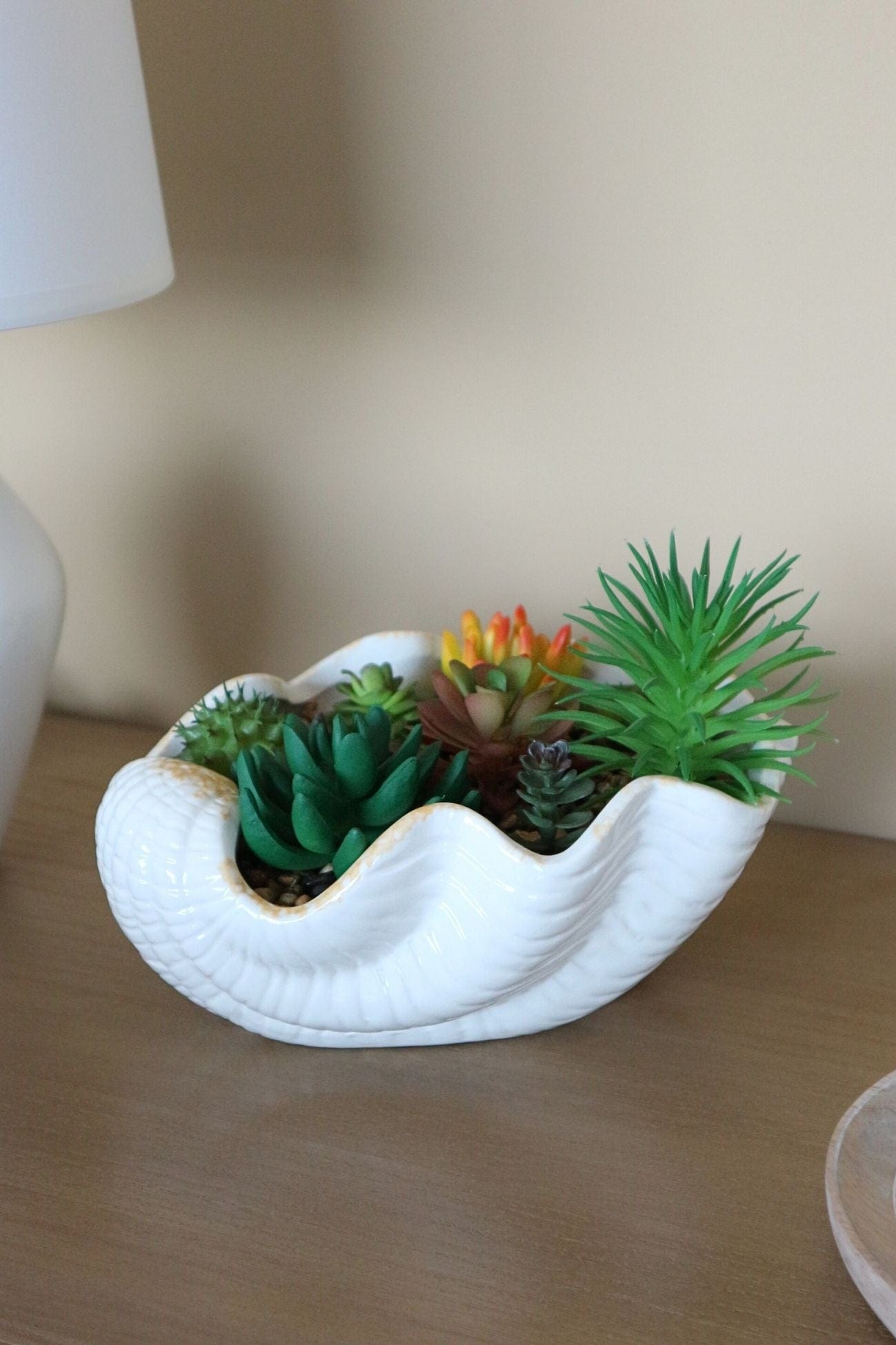 Item International Skal Skal - Piantina artificiale con vaso in ceramica a forma di conchiglia | Item International