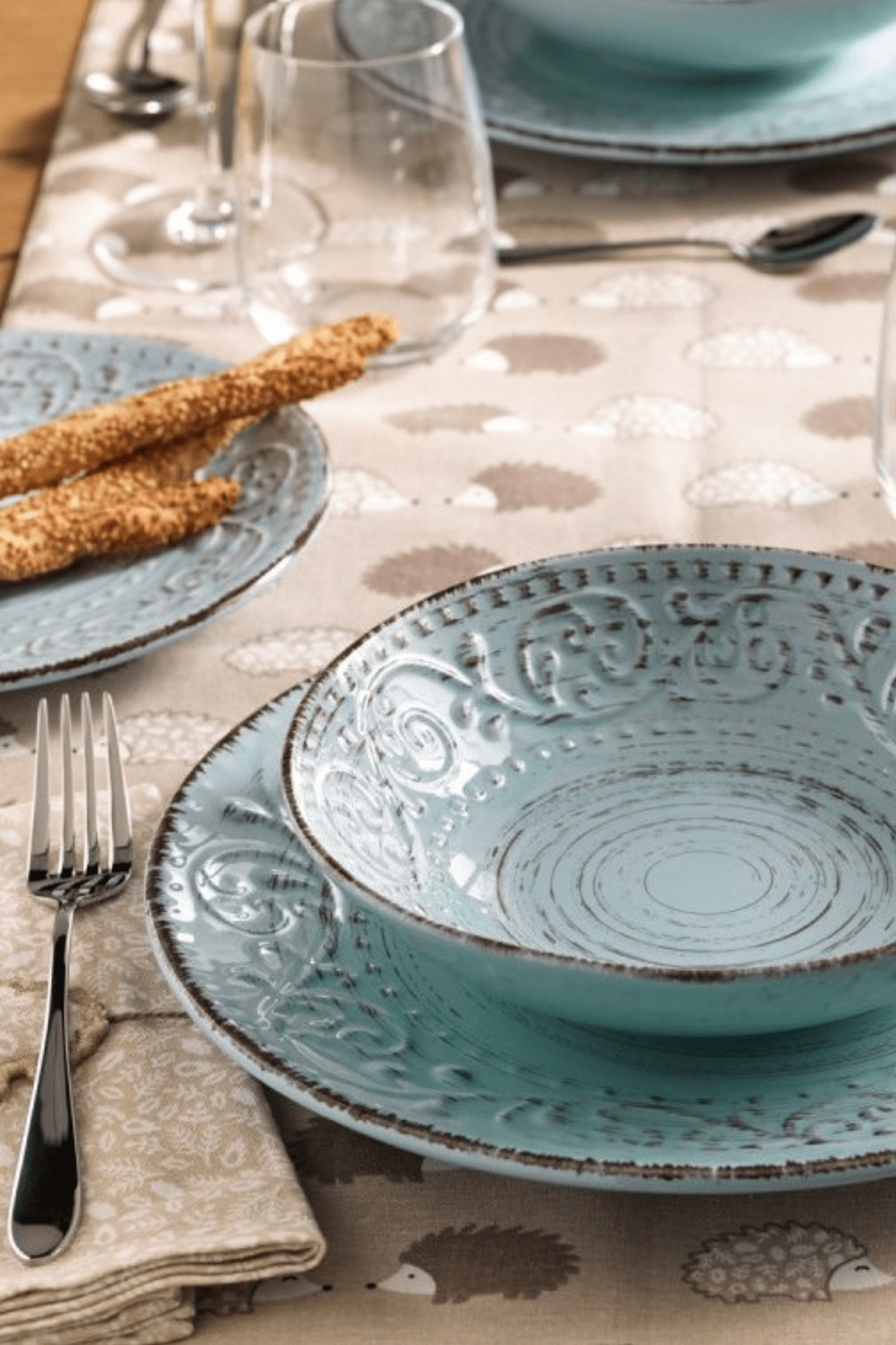 Item International Tiffany Tiffany - Piatto in porcellana azzurra in stile Shabby Chic | Item International