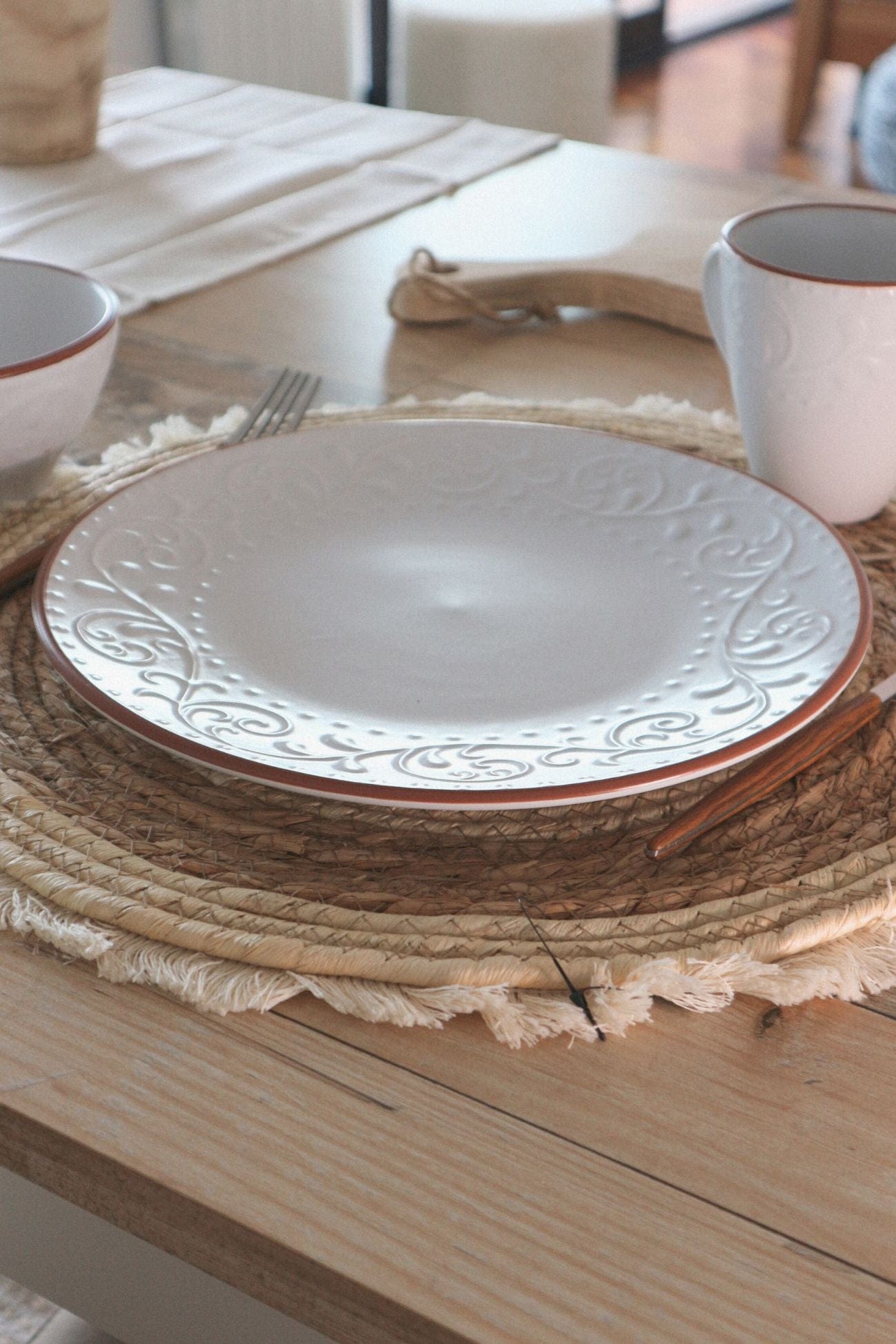 Item International Tiffany Tiffany - Piatto in porcellana bianca in stile Shabby Chic | Item International