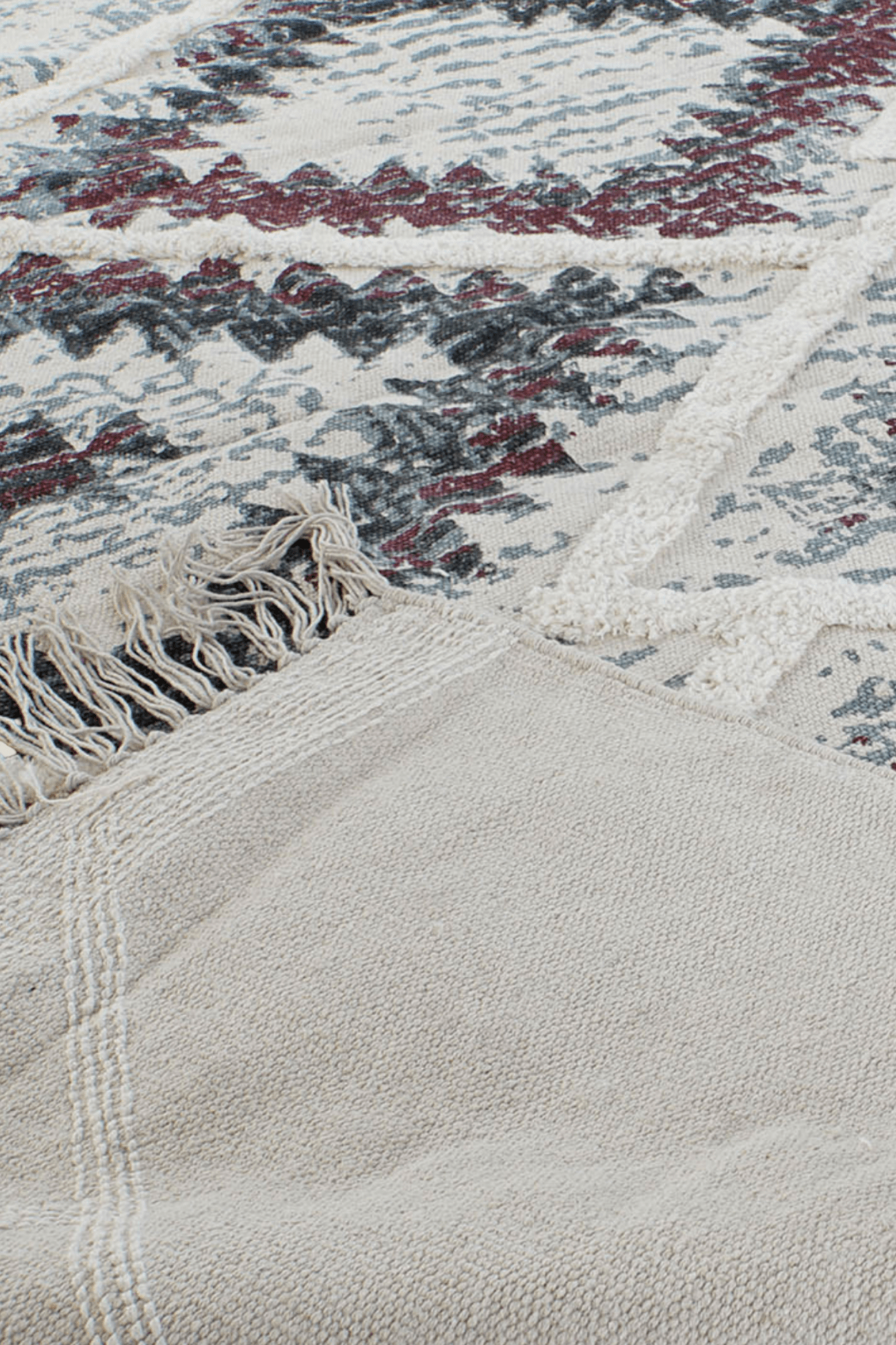 Item International William Tappeto in cotone 120x180 con decori ricamati in stile boho