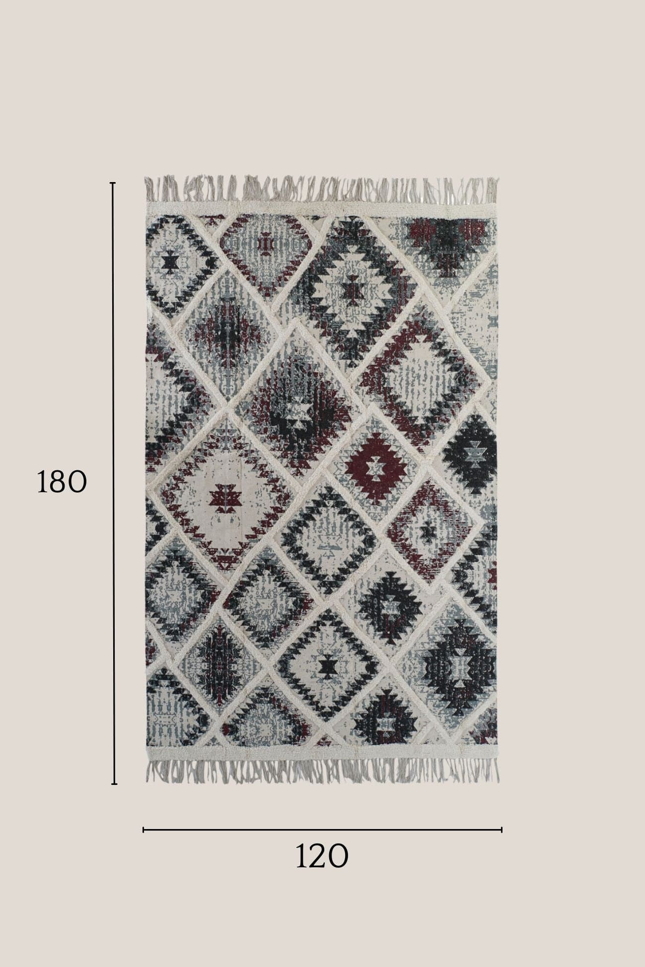 Item International William William - Tappeto in cotone 120x180 con decori ricamati in stile boho | Item International