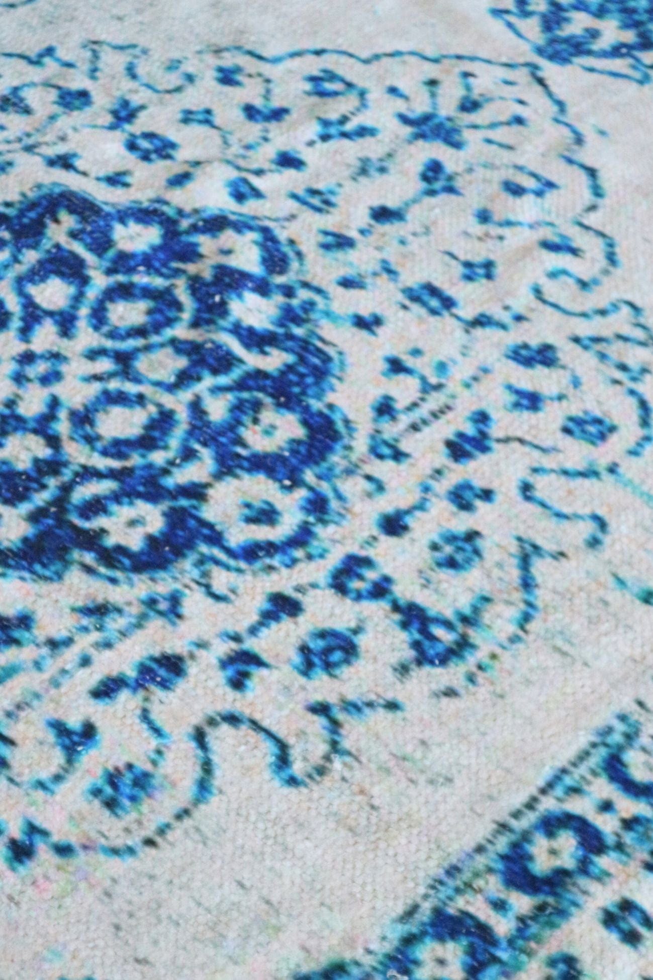 Item International Zariel Zariel - Tappeto in ciniglia di cotone azzurro con motivi etnici 120x180 | Item International