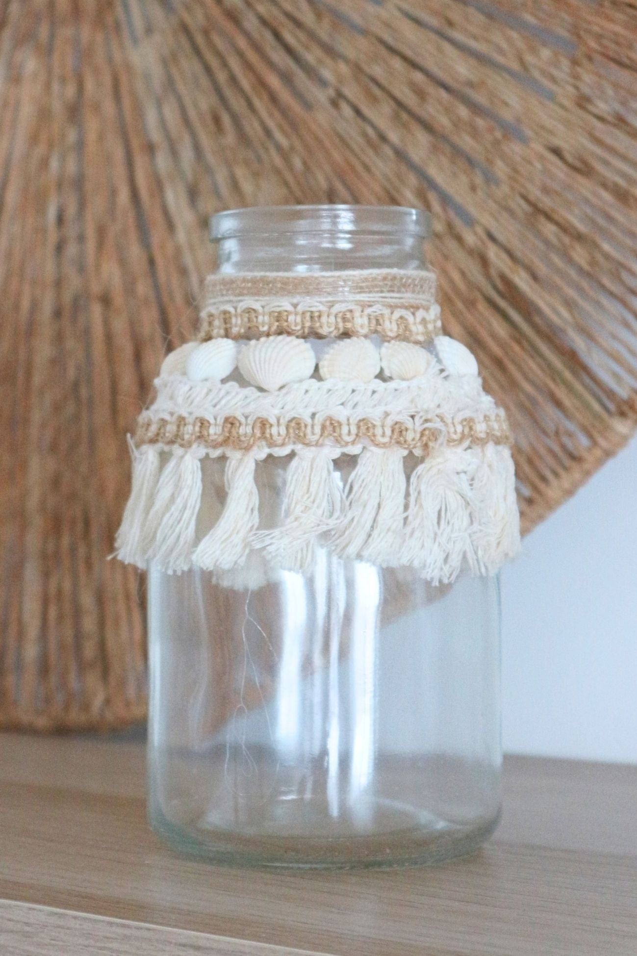 Jolipa Alina Alina - Vaso conchiglie in vetro con decoro Écru | Jolipa