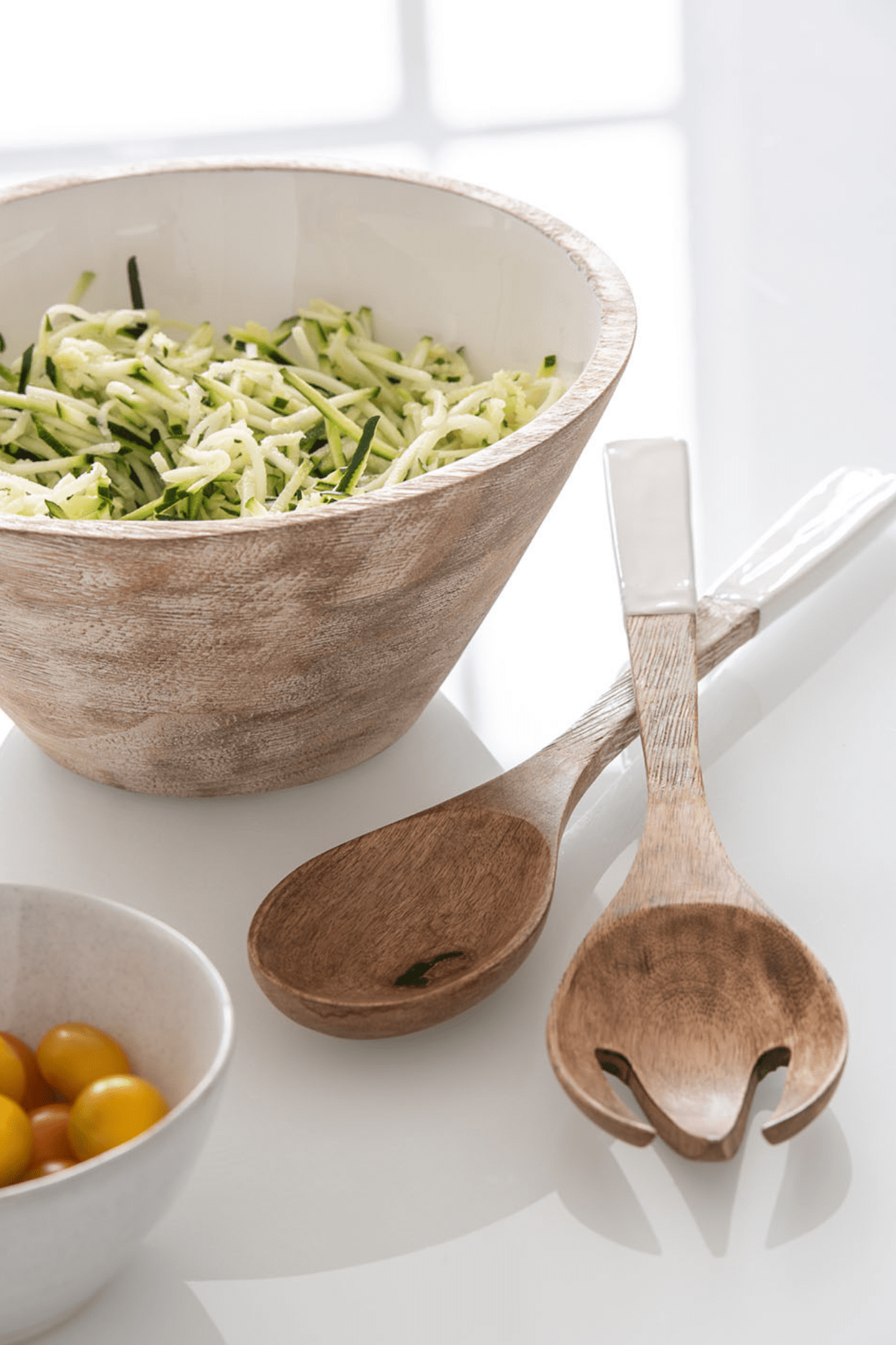 Jolipa Ghita Posate per insalata in legno di mango e smalto bianco