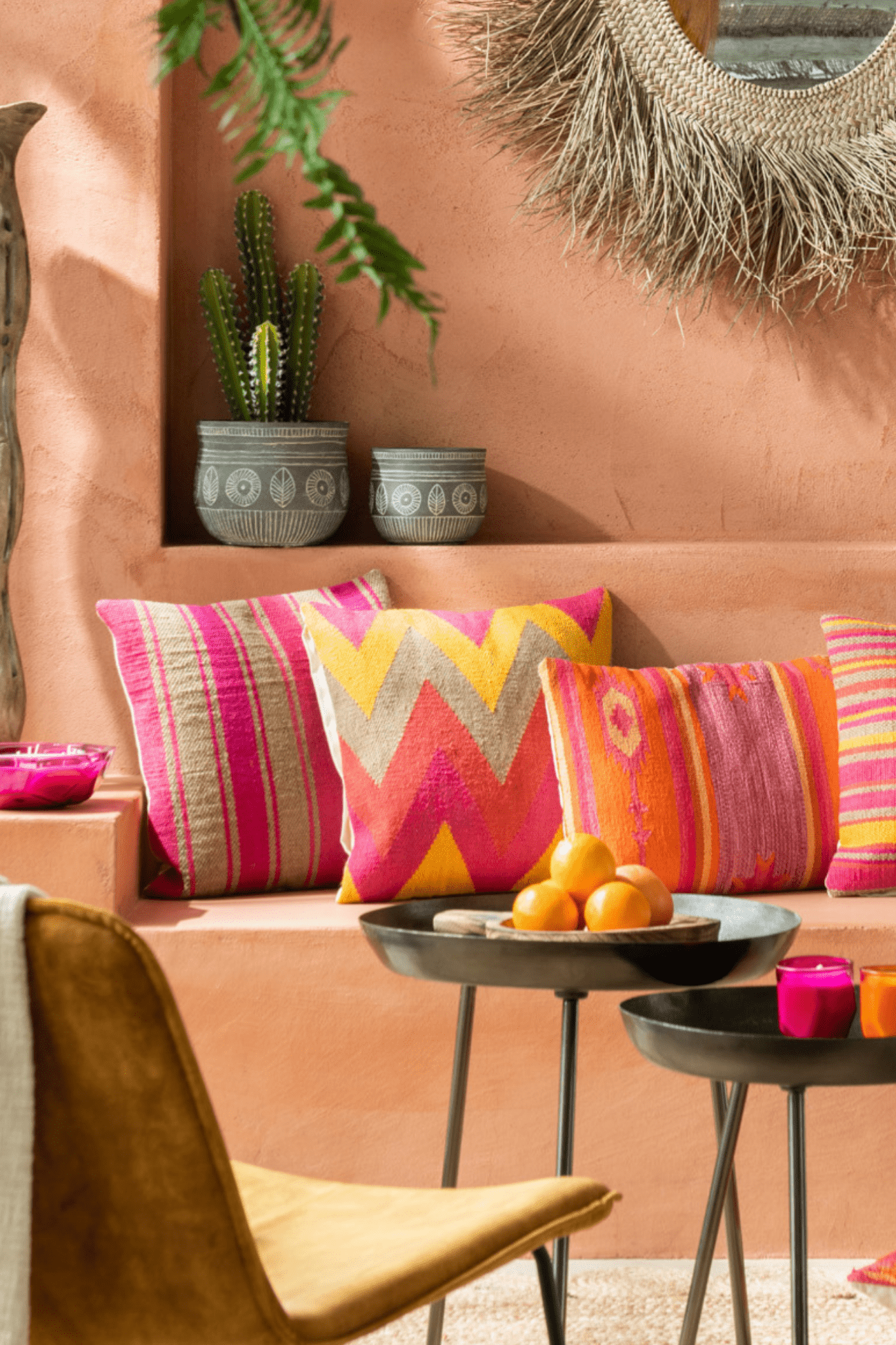 Jolipa Reem Cuscino arredo in juta rosso con imbottitura