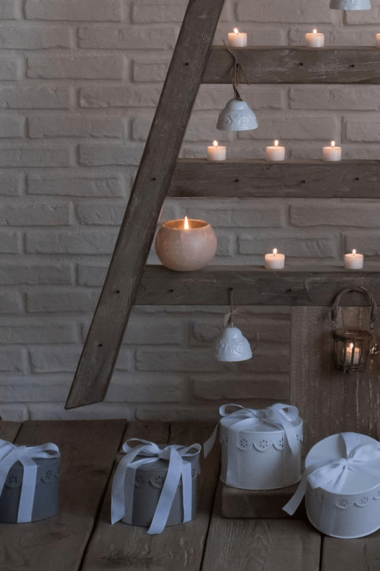 Luxe Lodge Anaki Portacandela in vetro con finitura sbiancata