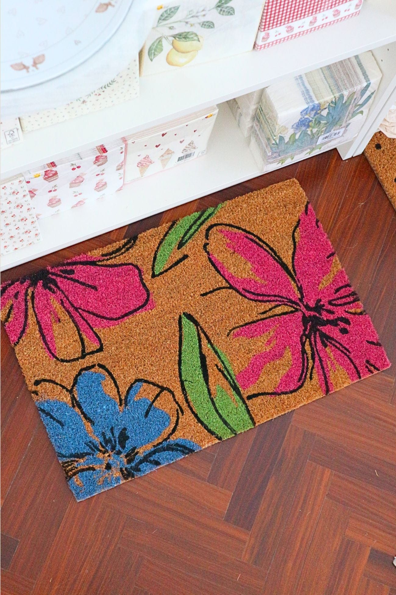 Novità Home Coco Coco - Zerbino in fibra di cocco con motivi floreali 60x40cm | Novità Home