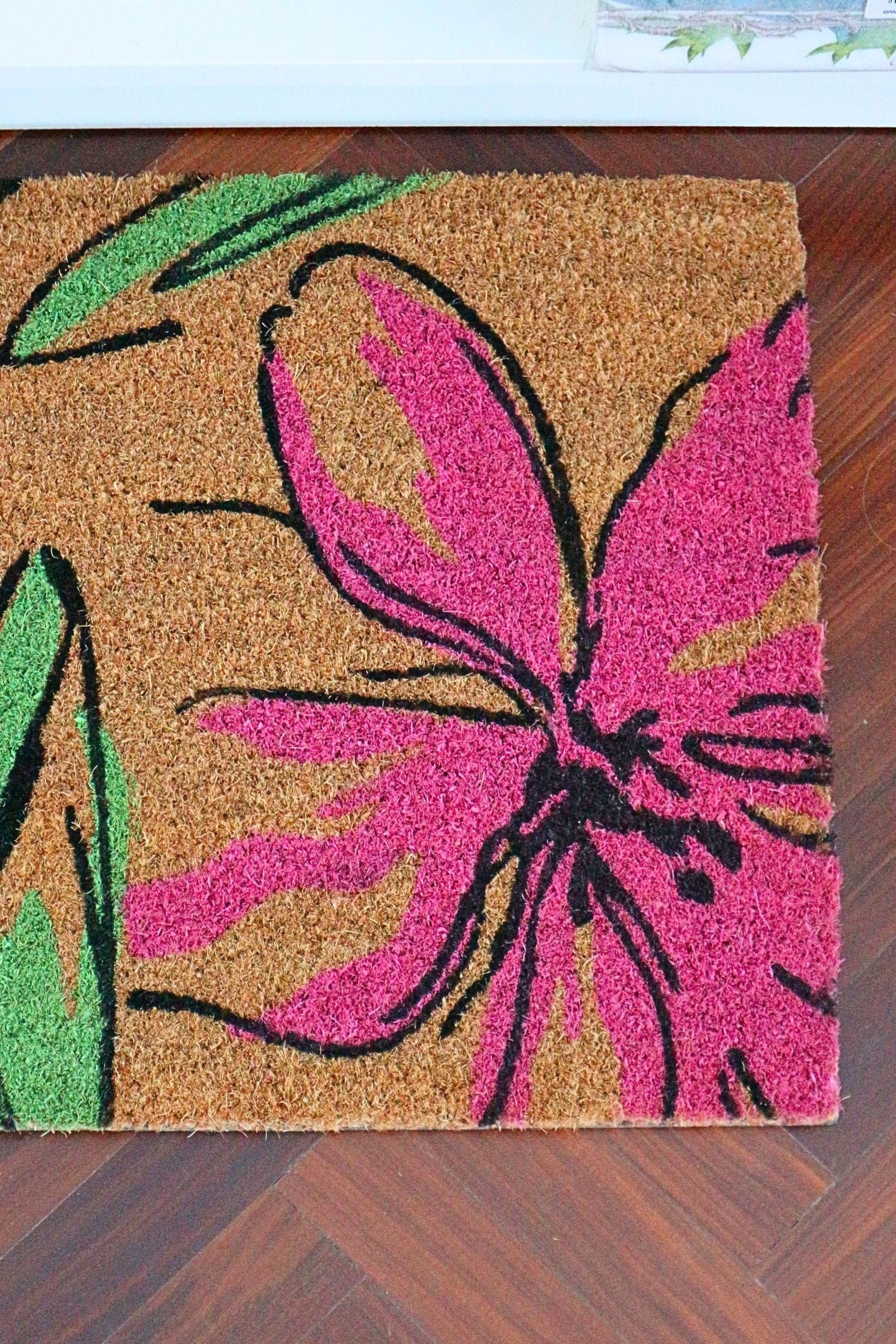 Novità Home Coco Coco - Zerbino in fibra di cocco con motivi floreali 60x40cm | Novità Home