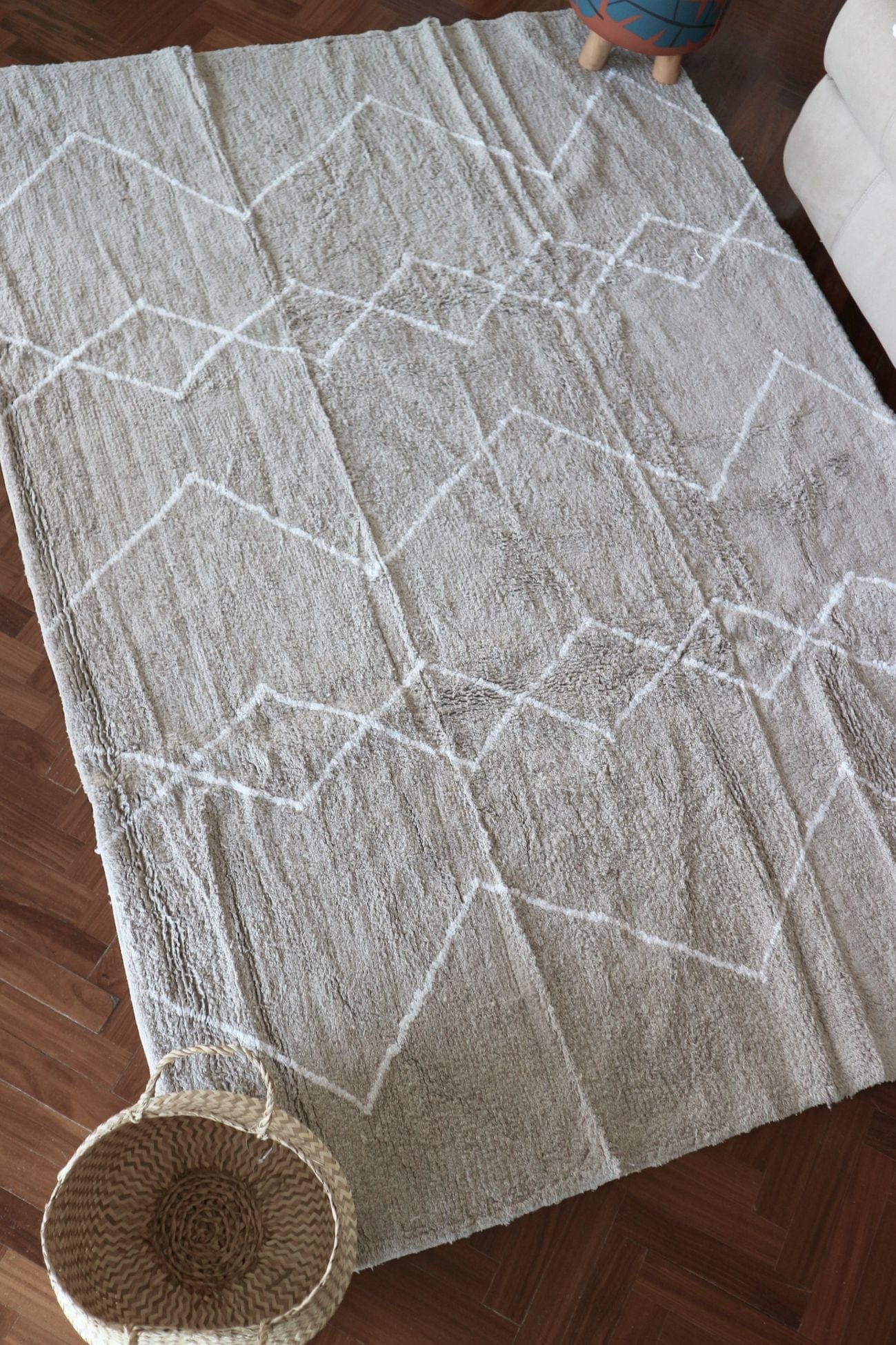 Novità Home Gustav Gustav - Tappeto in cotone beige con decori 200x140 | Novità Home