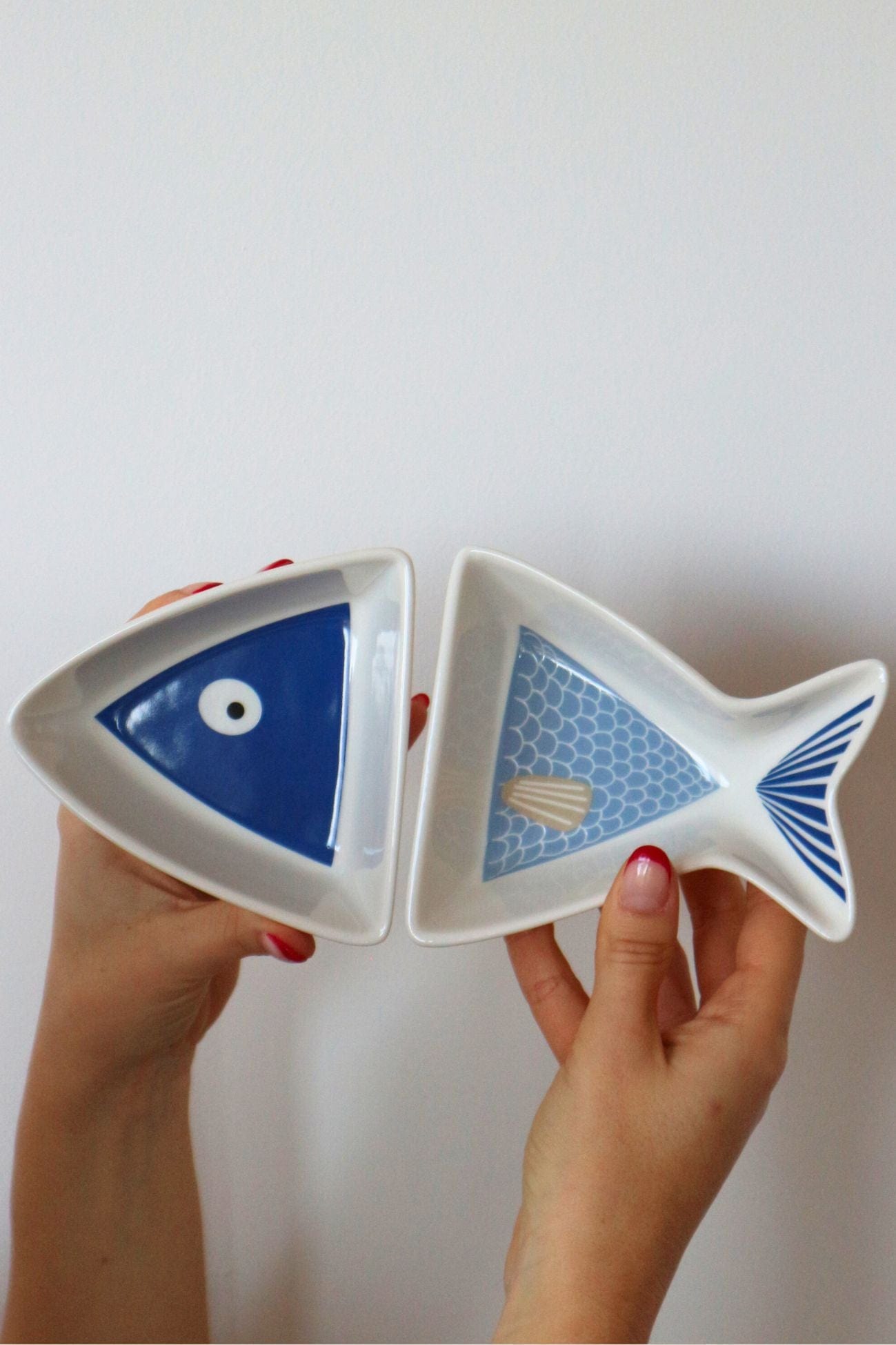 Nuvole di Stoffa Glauco Glauco - Set 2 pezzi ciotola a forma di pesce in stile marinaro | Nuvole di Stoffa