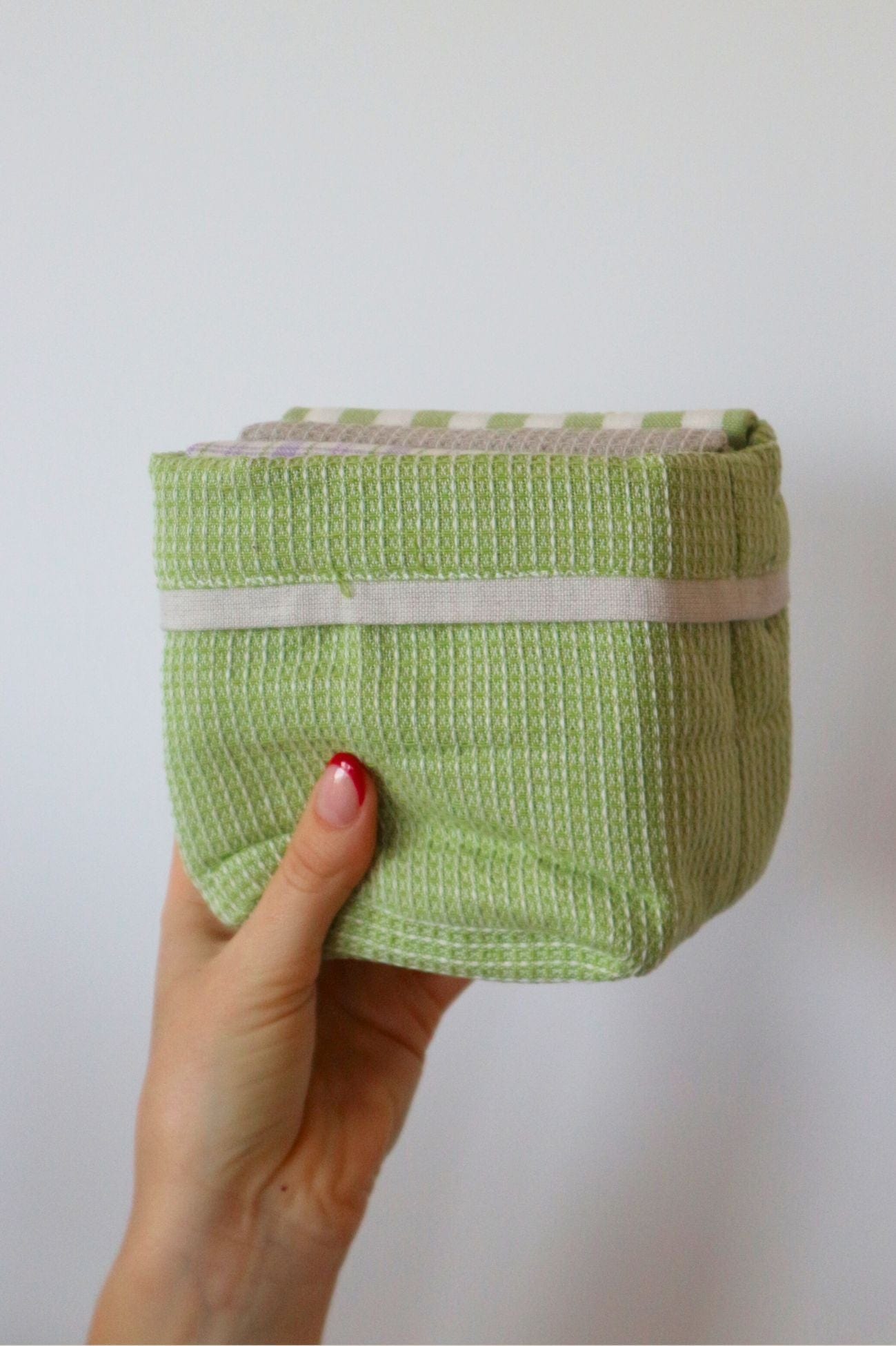 Nuvole di Stoffa Ice Cream Ice Cream - Set di 3 canovacci e cestino verde in cotone | Nuvole di Stoffa