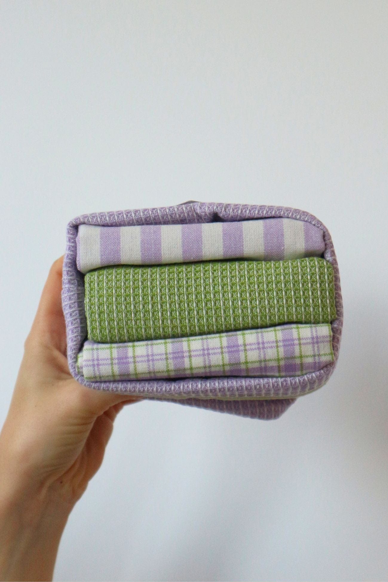 Nuvole di Stoffa Ice Cream Ice Cream - Set di 3 canovacci e cestino lilla in cotone | Nuvole di Stoffa