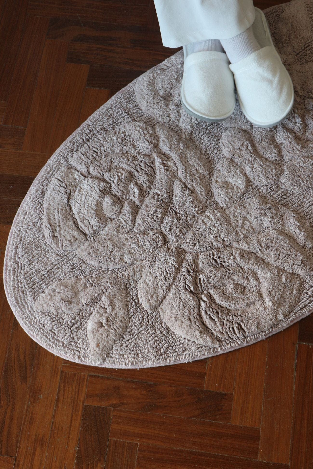 Nuvole di Stoffa Ovale Rose Molly - Tappeto in cotone rosa malva ovale | Nuvole di Stoffa