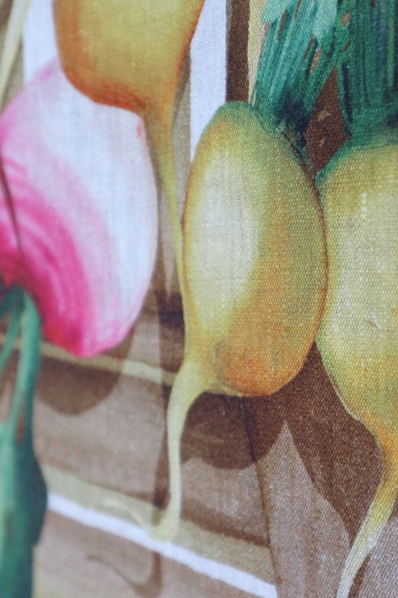 Tessitura Toscana Telerie Potager Potager - Canovaccio in puro lino con ravanelli in cassetta | Tessitura Toscana Telerie