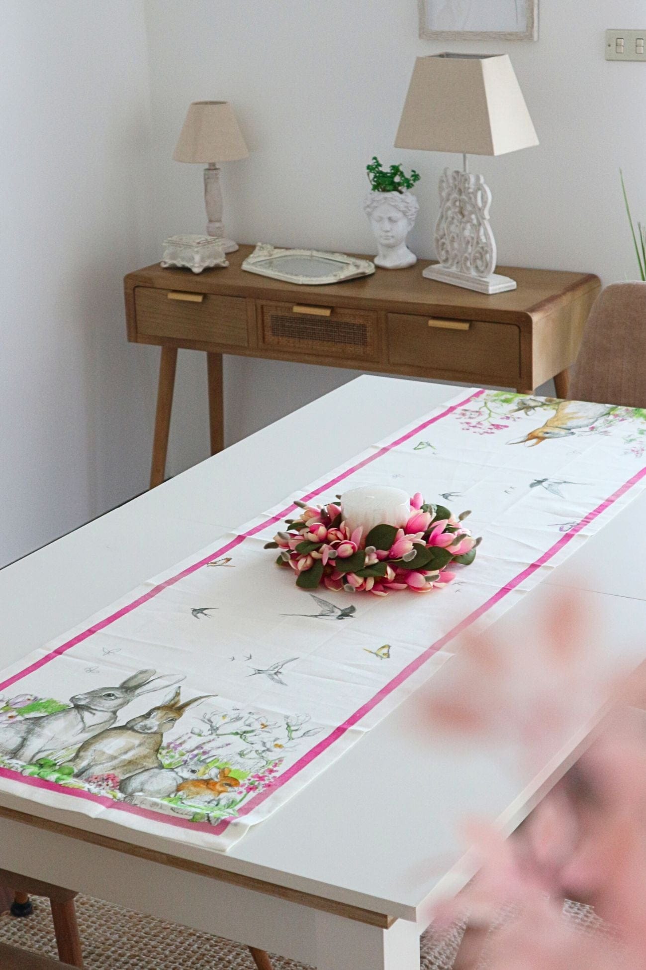 Tessitura Toscana Telerie Remì Remì - Runner pasquale in puro lino con orlo semplice 45x170 | Tessitura Toscana Telerie