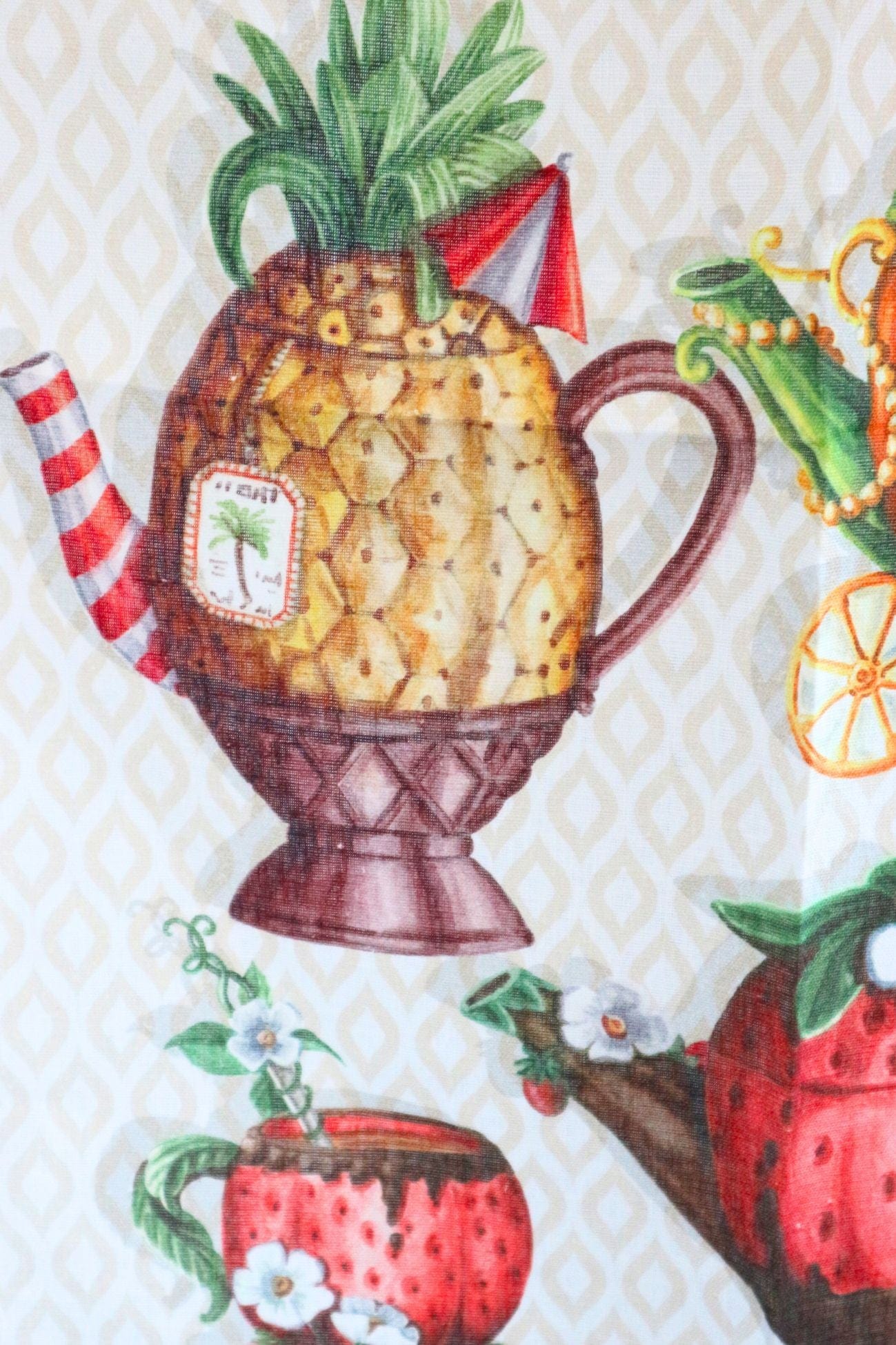 Tessitura Toscana Telerie Teabreak Teabreak - Canovaccio in puro lino con teiere colorate | Tessitura Toscana Telerie