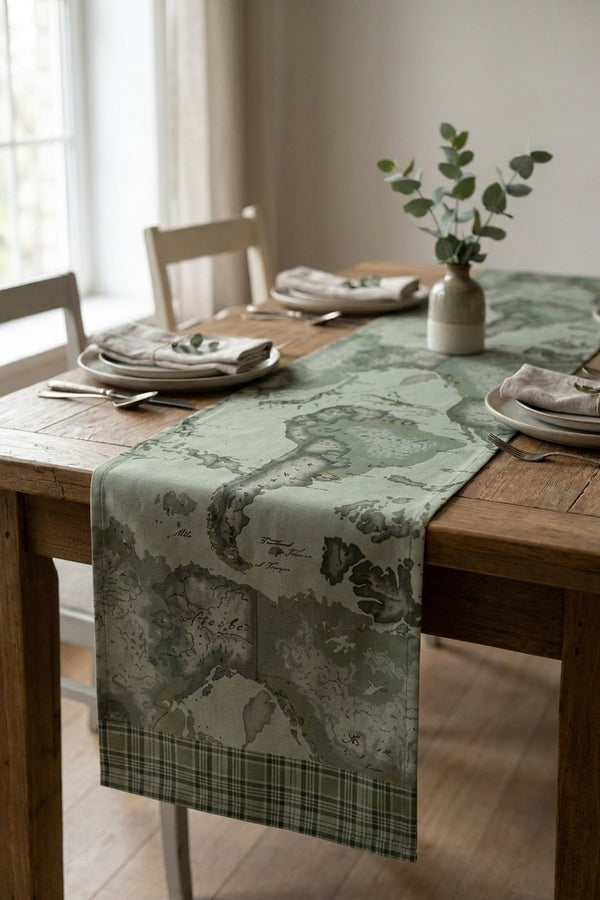 Geo Tartan Green Runner