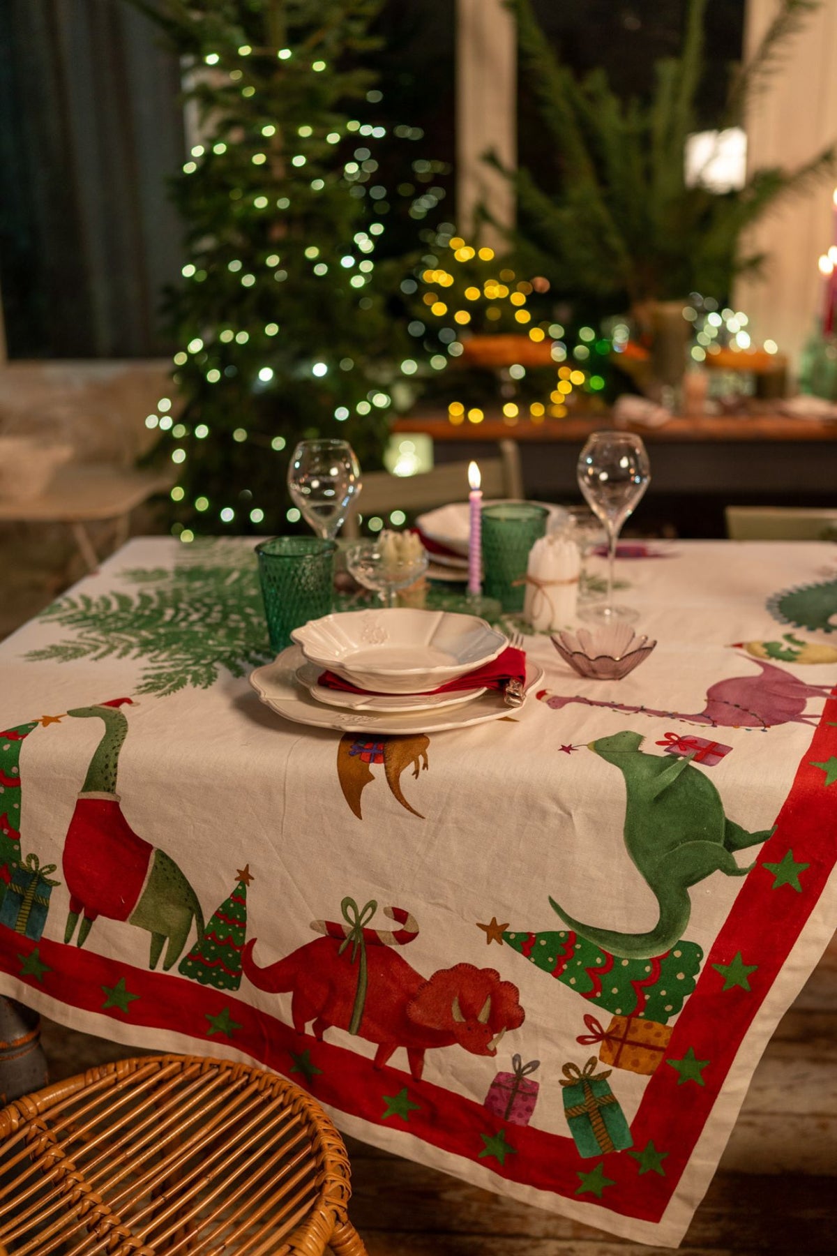 Jurassic Xmas Tablecloth