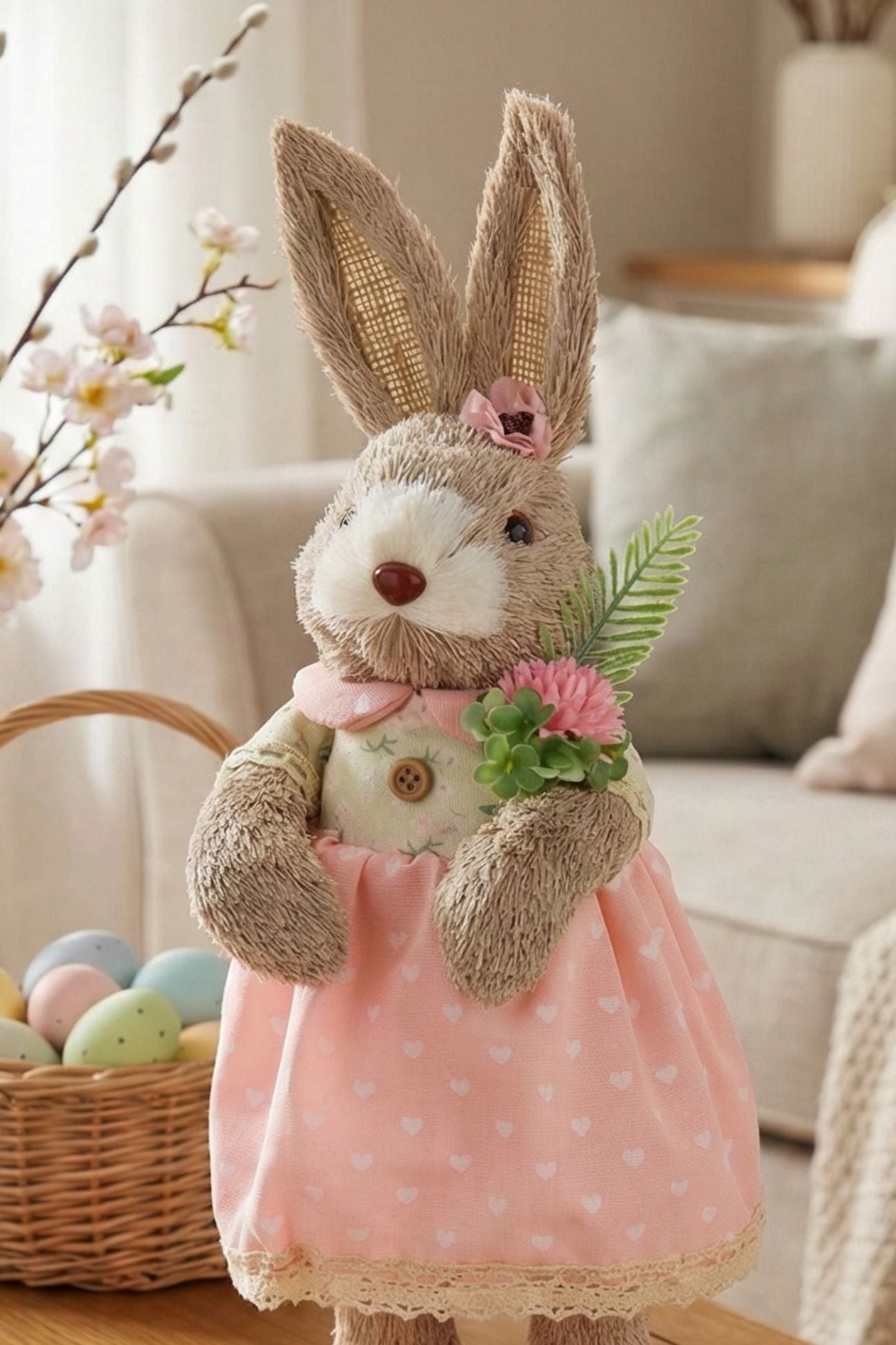 Pepen Coniglio Paglia Fiore Rosa Lei