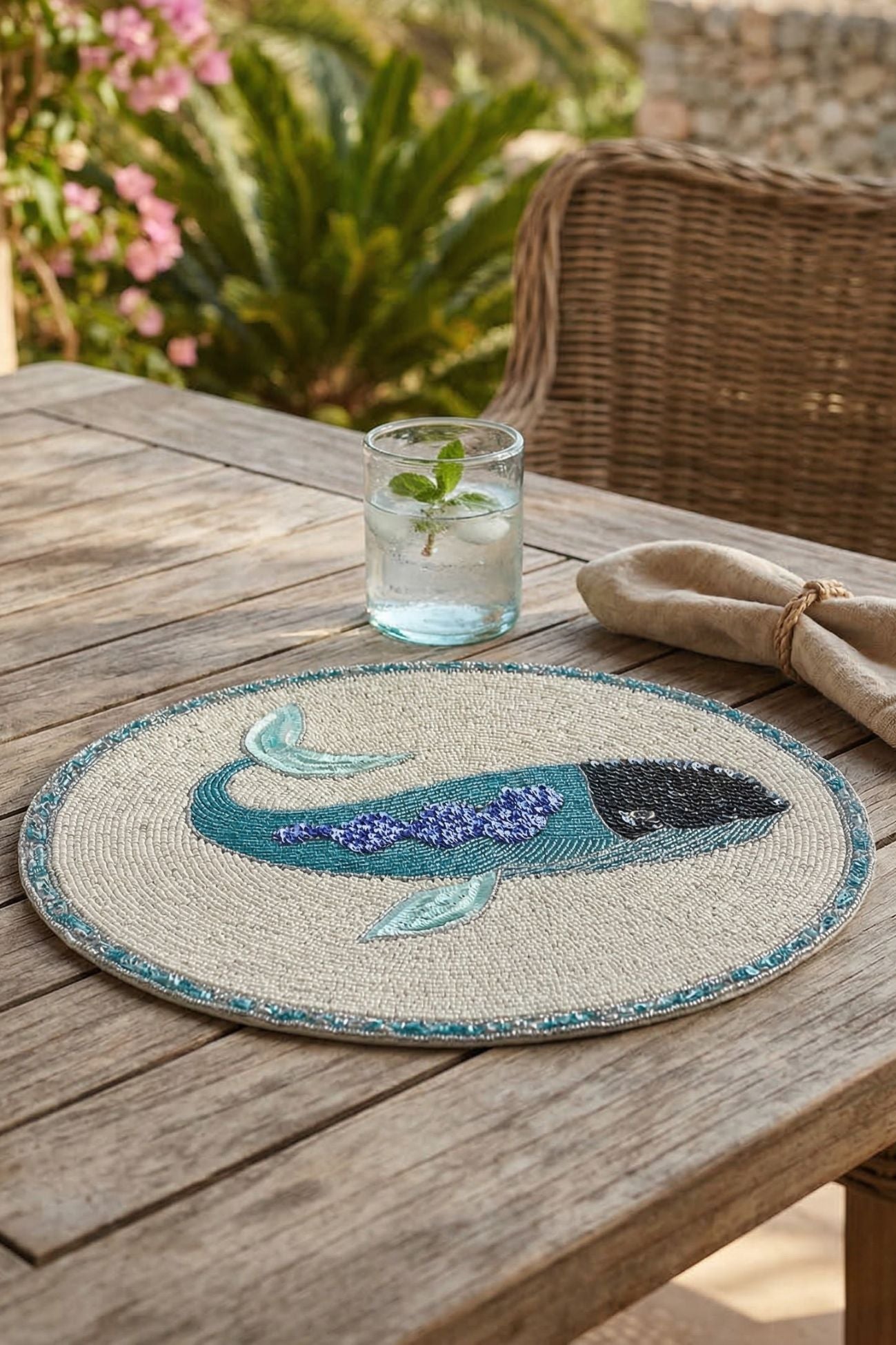 Pesci Tra Le Righe Tovaglietta Perline Balena