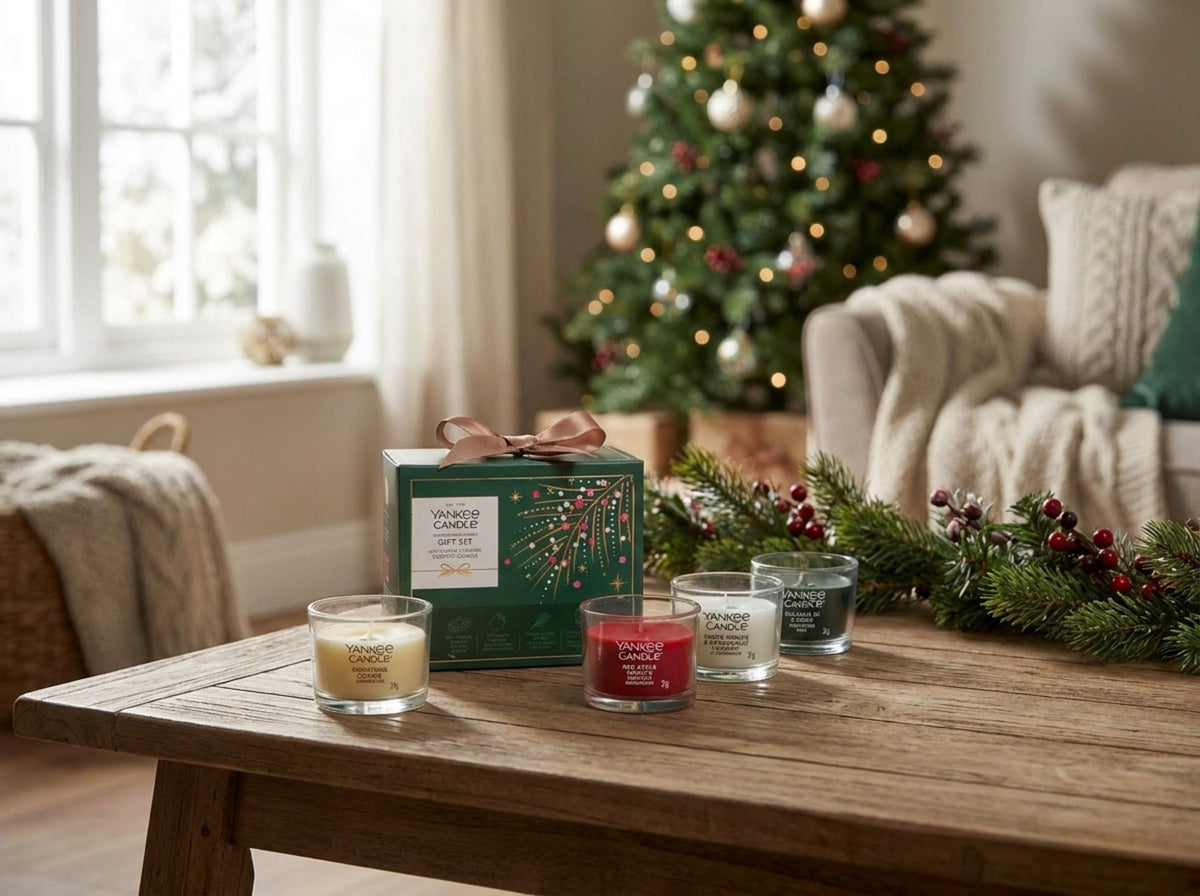 Minis Discovery Natale Confezione Regalo 4 Candele Votive in Vetro - Orizzontale