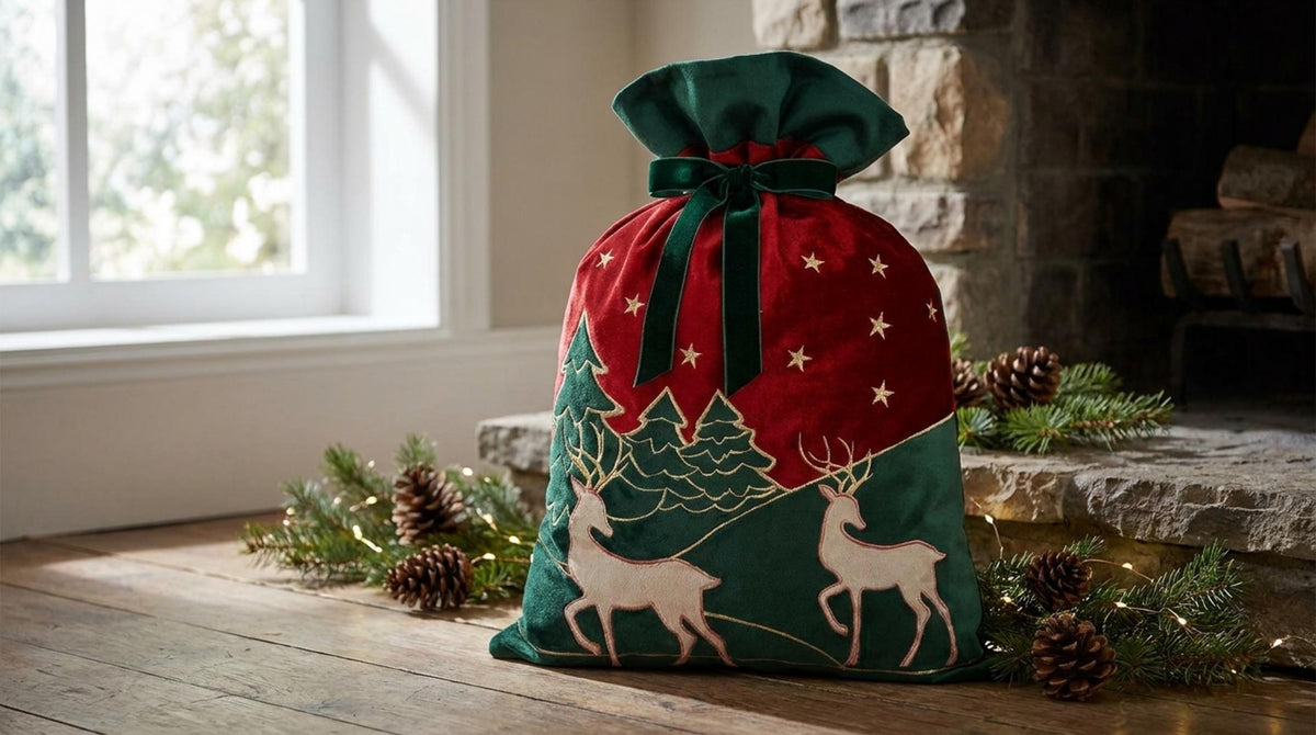 Deer Sacco Ricamato Rosso - Orizzontale