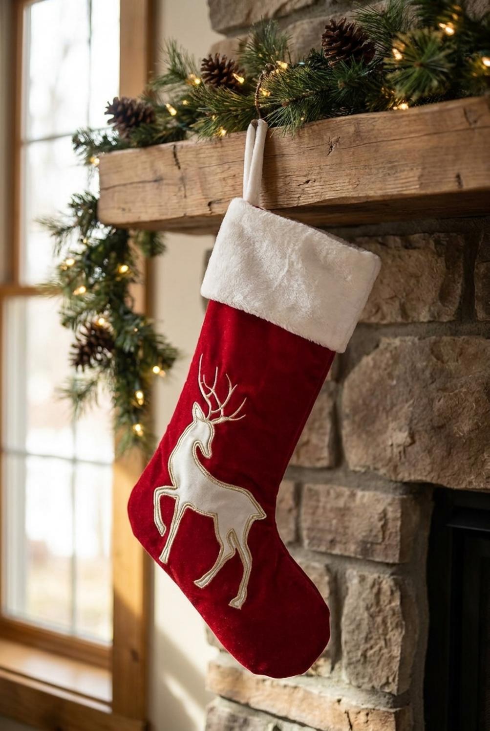 Deer Calza di Natale Rosso