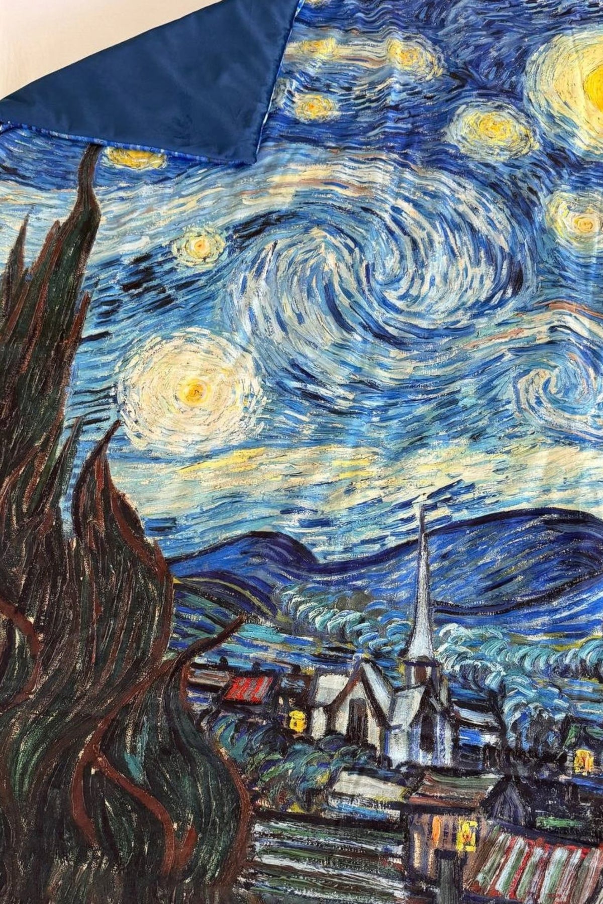 Night Gogh Federa Cuscino Con Plaid Interno