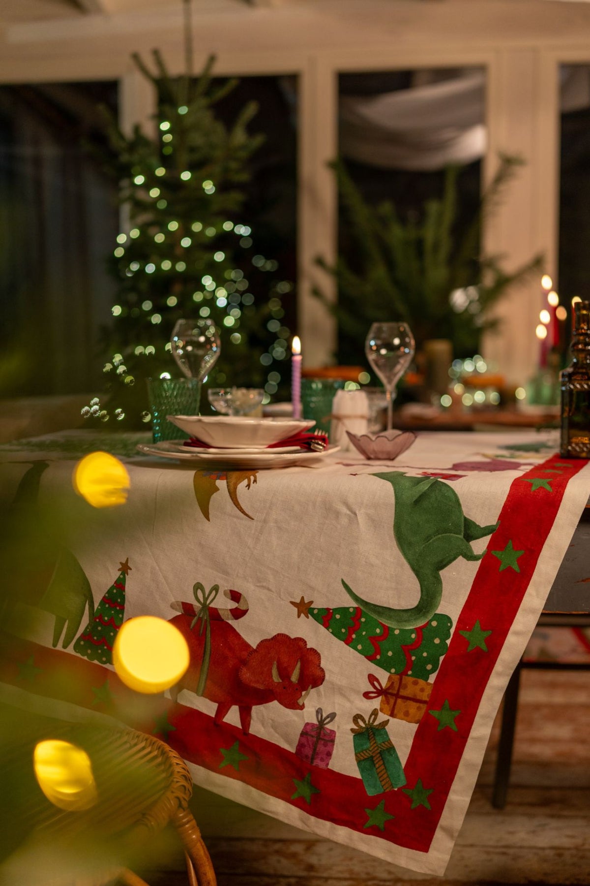 Jurassic Xmas Tablecloth