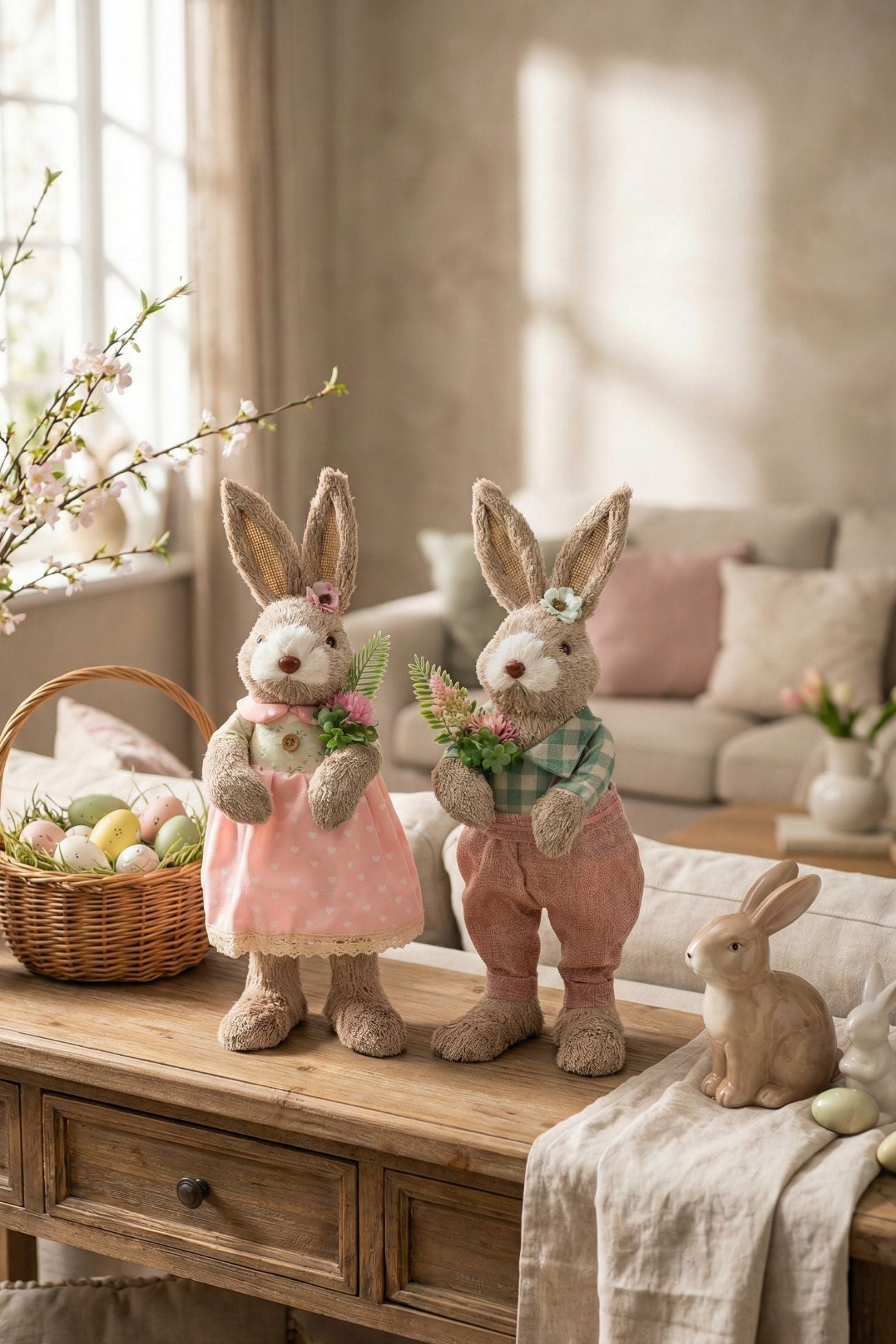 Pepen Coniglio Paglia Fiore Rosa Lei